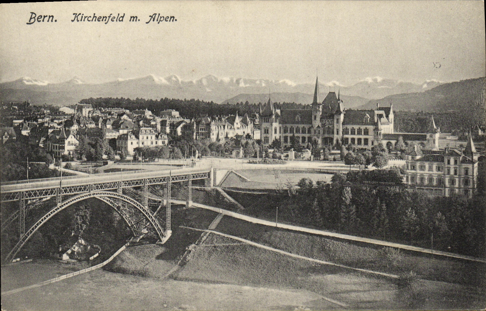 VINTAGE POSTCARD Bern Kirchenfeld m alpen