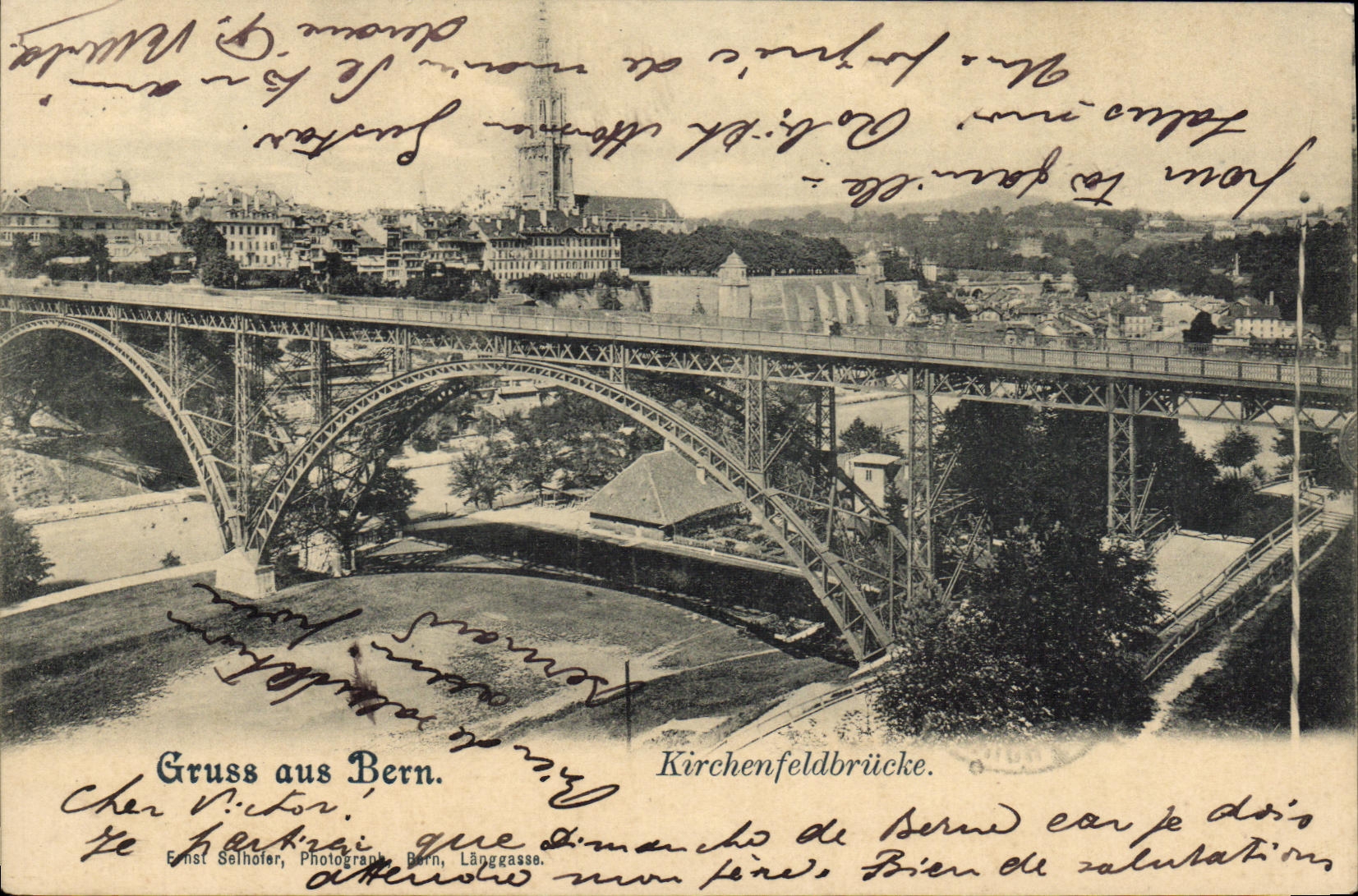 VINTAGE POSTCARD Gruss aus Bern Kirchenfeldbrucke
