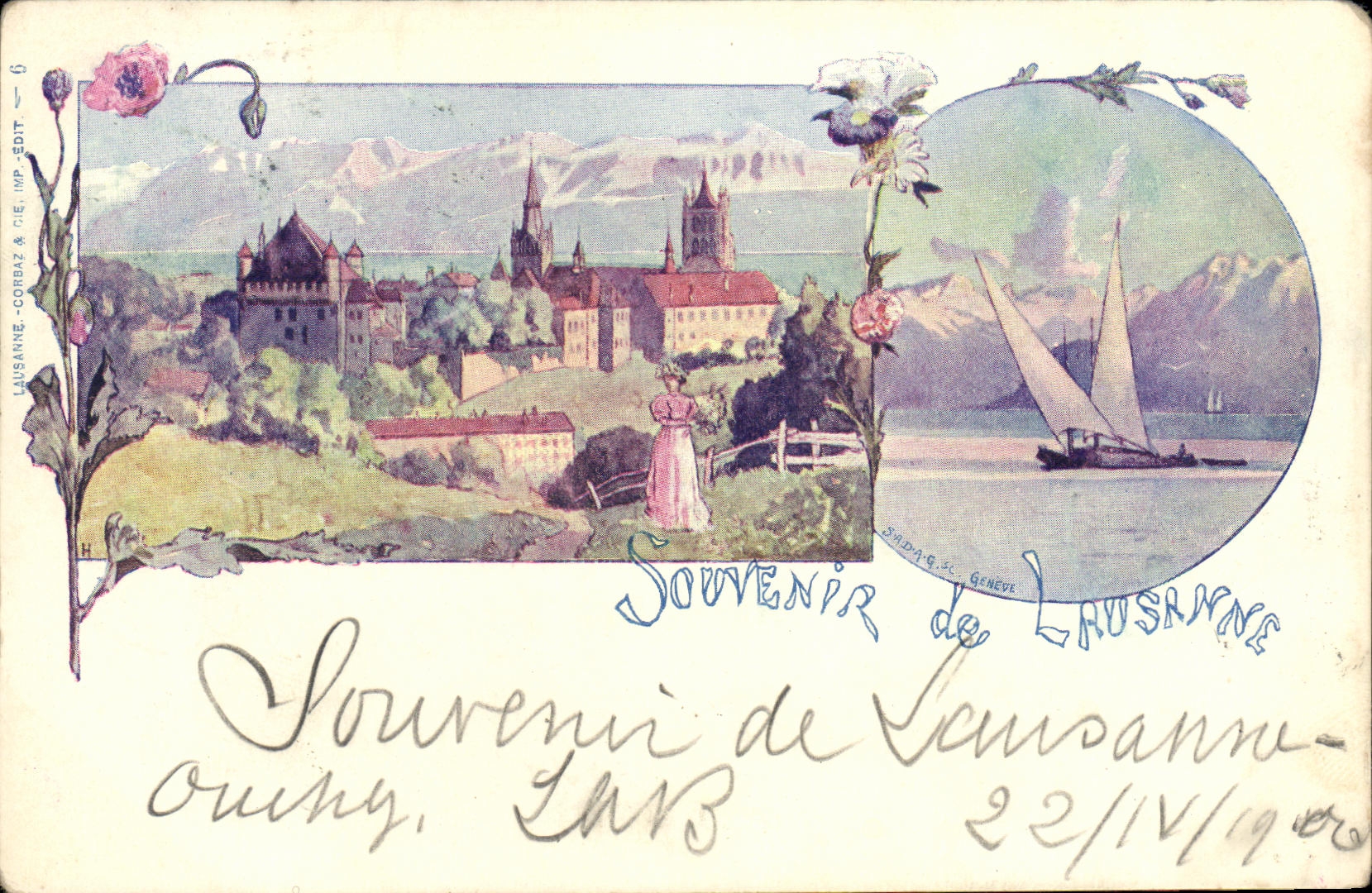 VINTAGE POSTCARD Swiss Souvenir of Lausanne