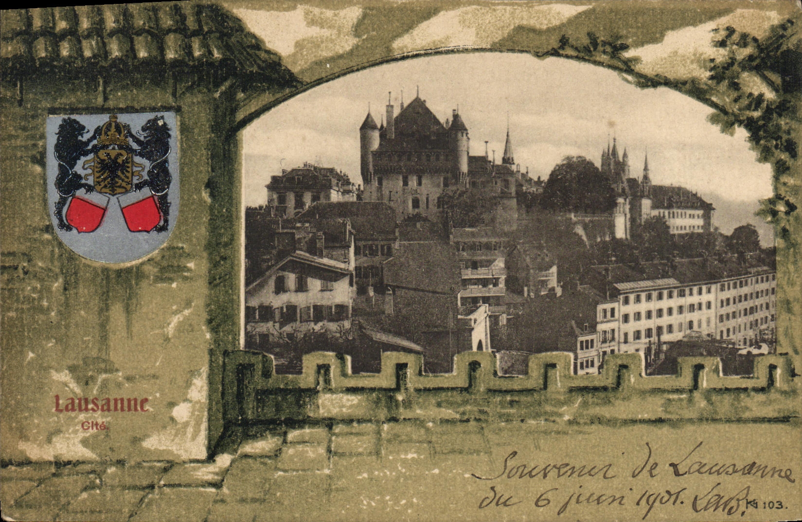 VINTAGE POSTCARD Swiss Lausanne ISCED Bear