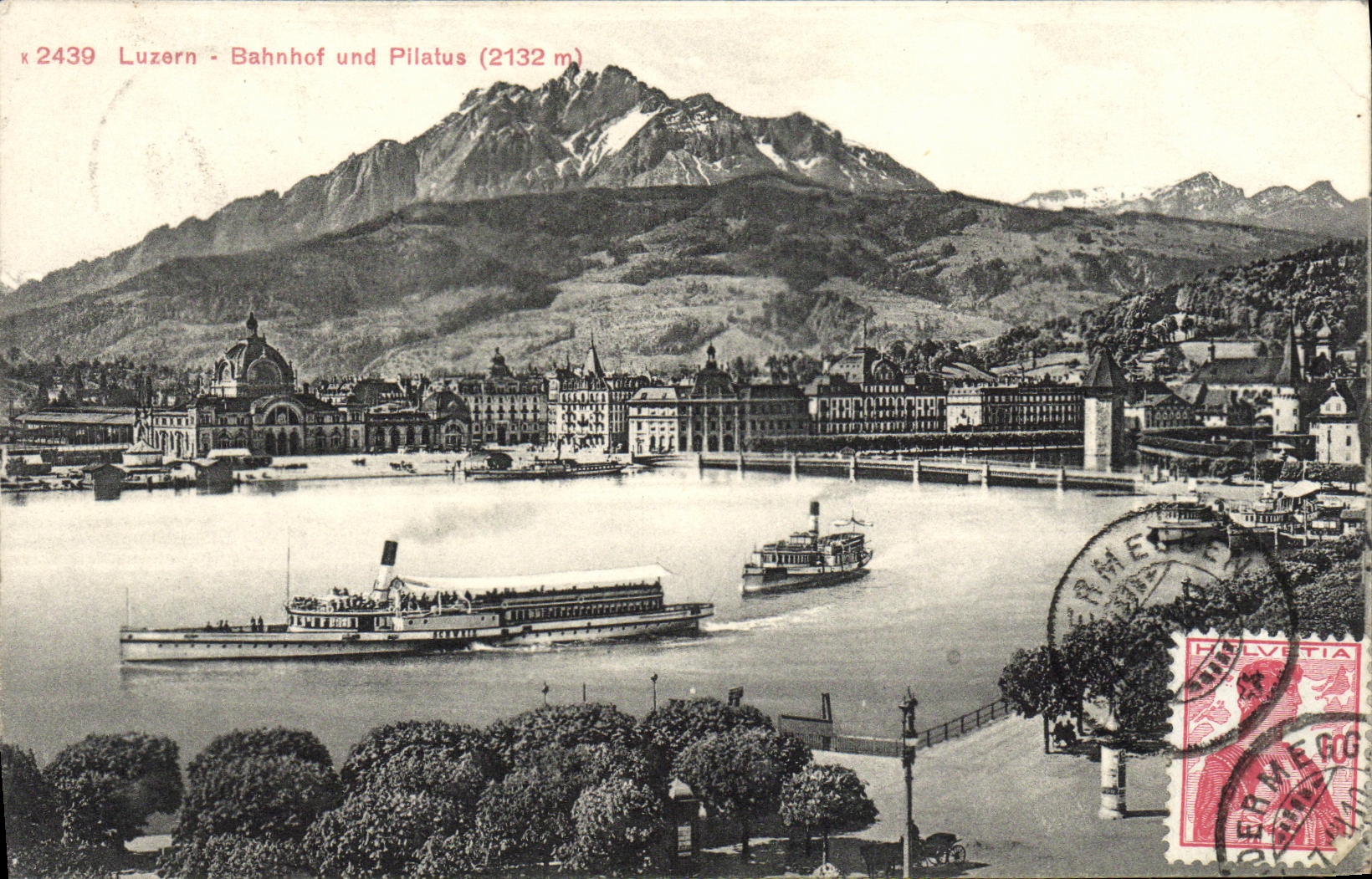CPA Suisse Luzern Bahnhof und Pilatus Bateau