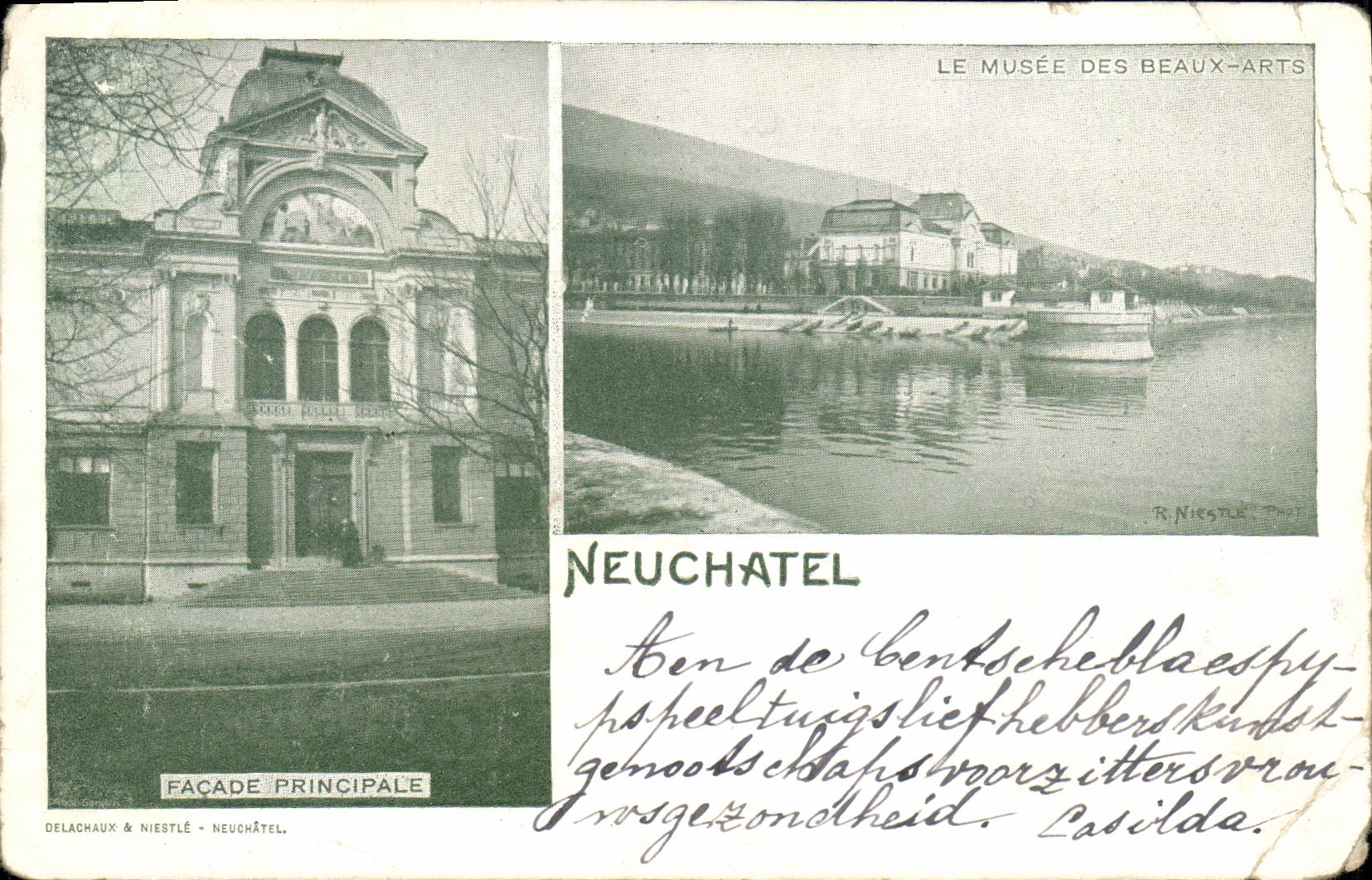 CPA Suisse Neuchatel Le musee des Beaux Arts Facade principale 