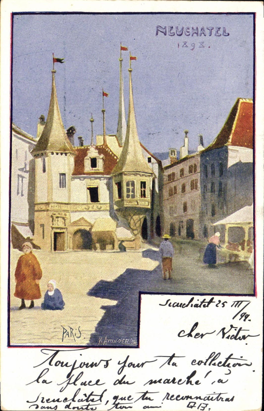 CPA Suisse Neuchatel Carte 1899