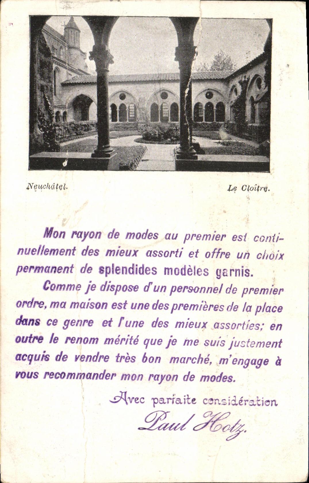CPA Suisse Neuchatel Le cloitre