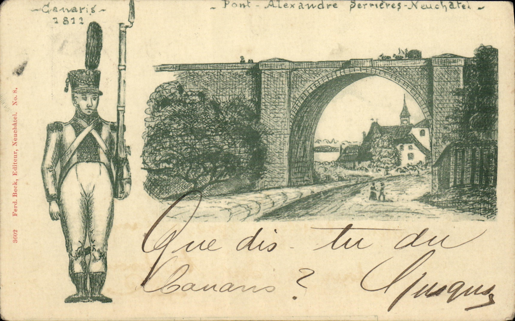 CPA Suisse Neuchatel Pont Alexandre Militaria Carte 1899