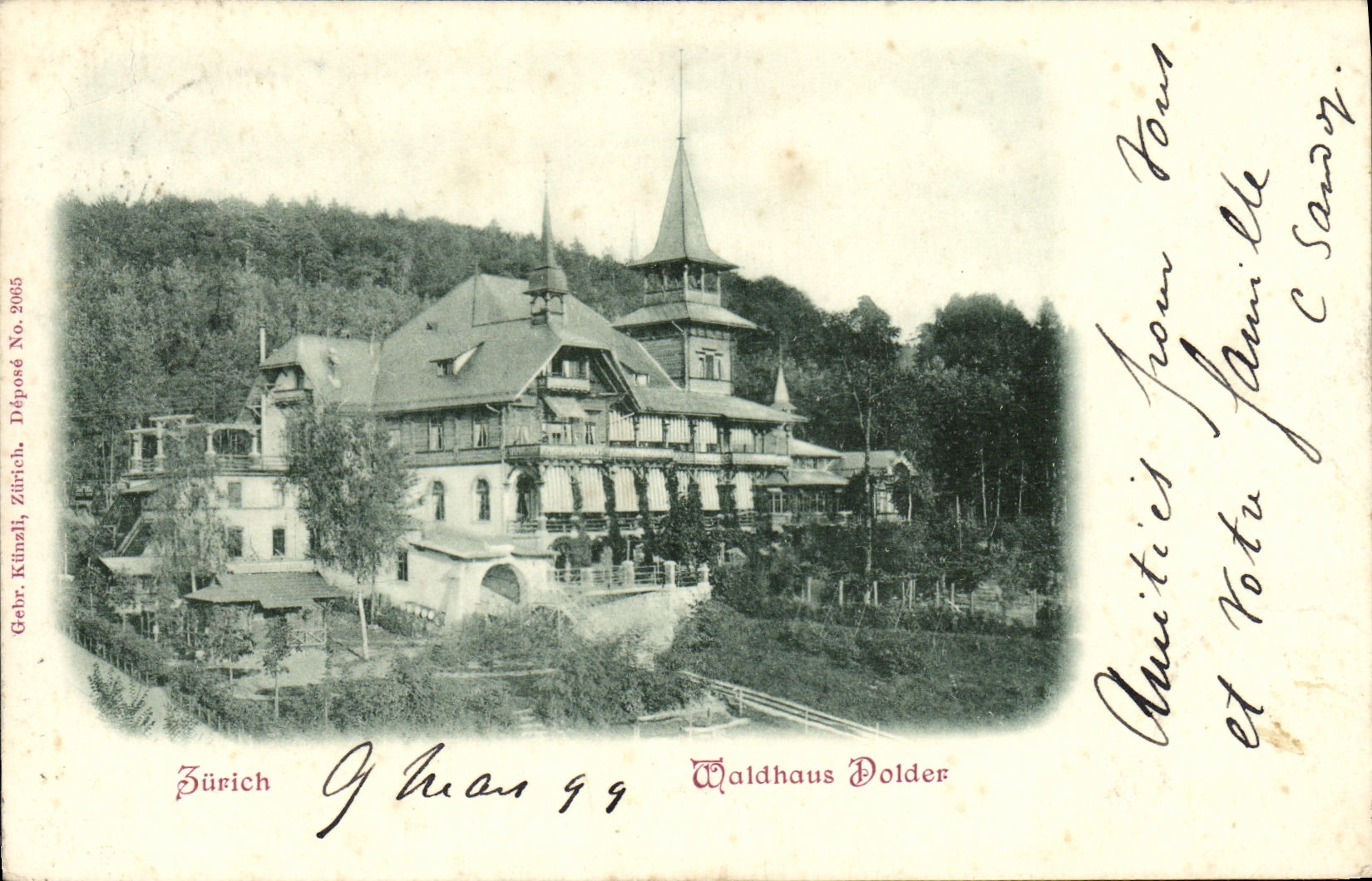 VINTAGE POSTCARD Swiss Zurrcih Waldhaus Dolder Chart 1899