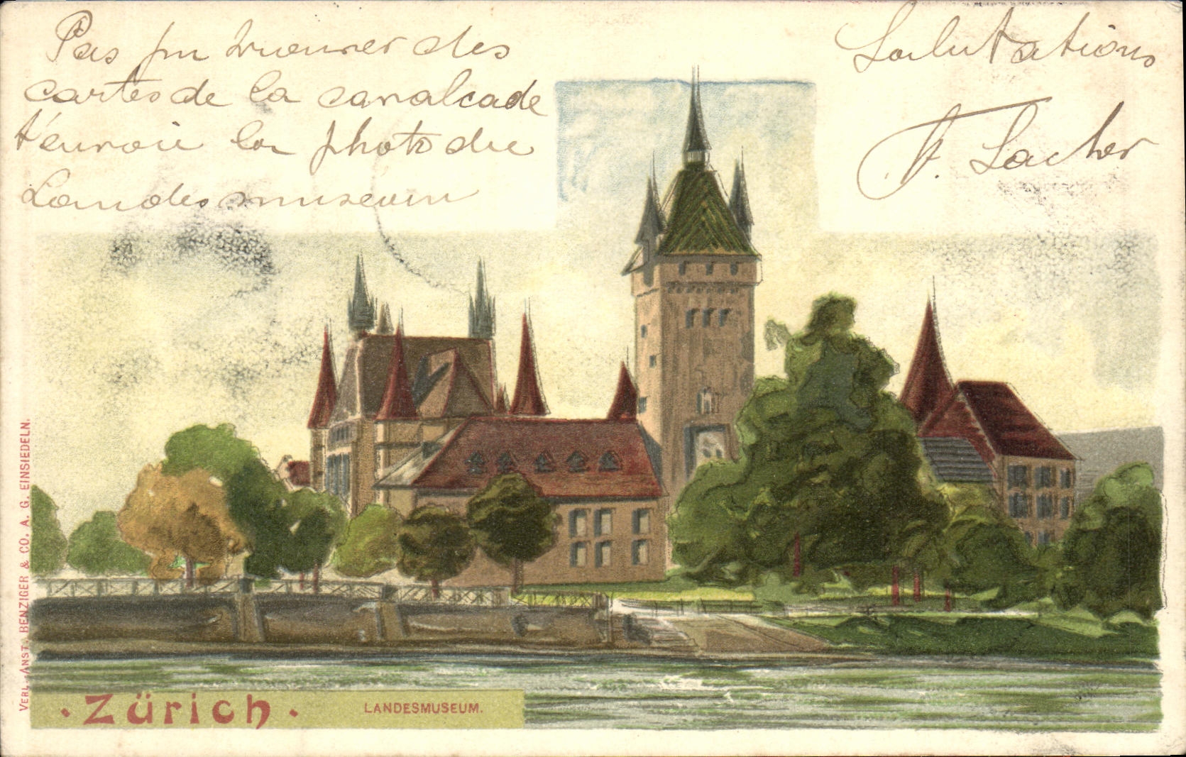 VINTAGE POSTCARD Swiss Zurich Landesmuseum