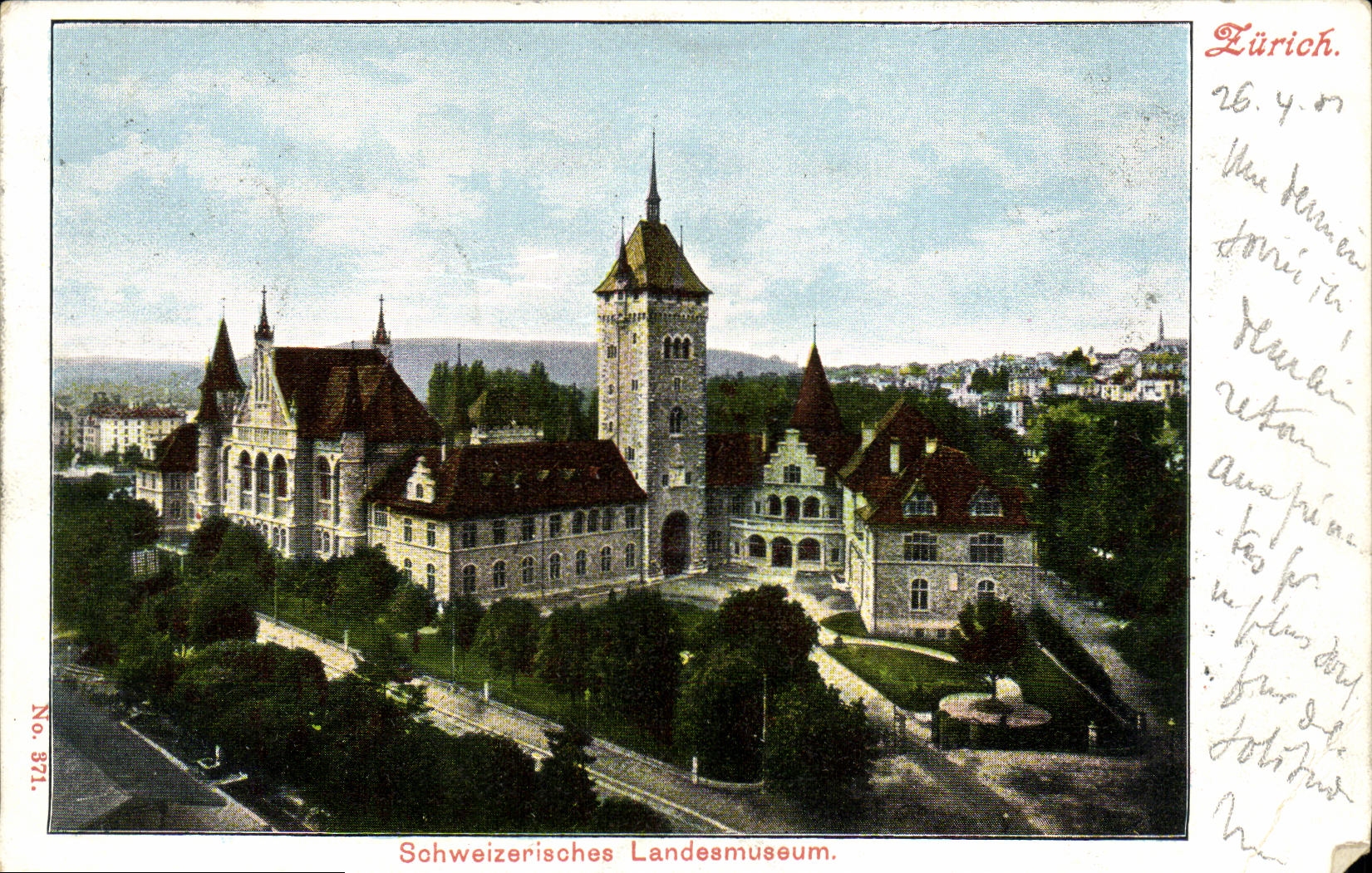 VINTAGE POSTCARD Swiss Zurich Schweizrisches Landesmuseum
