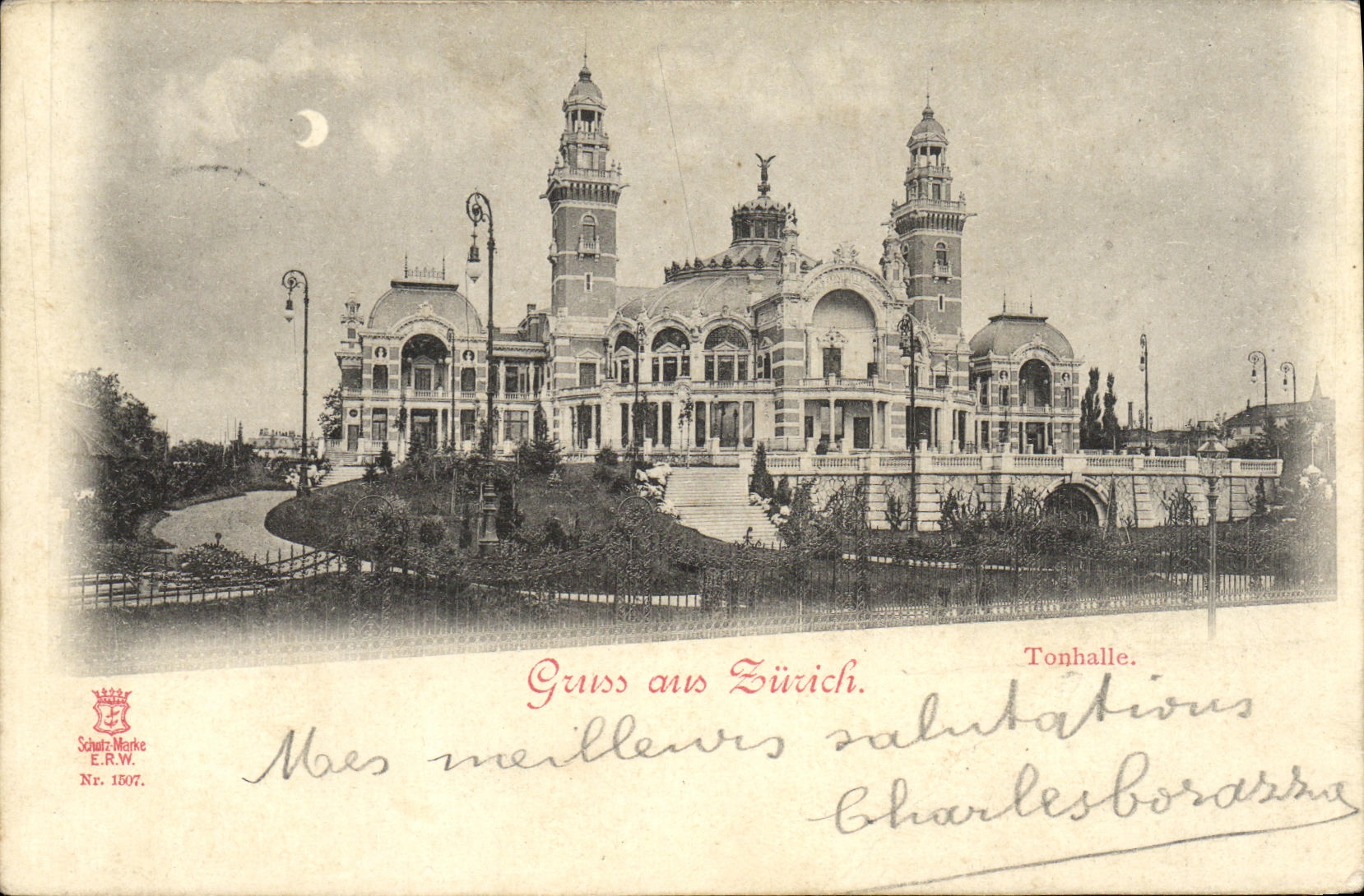 VINTAGE POSTCARD Swiss Zurich Tonhalle