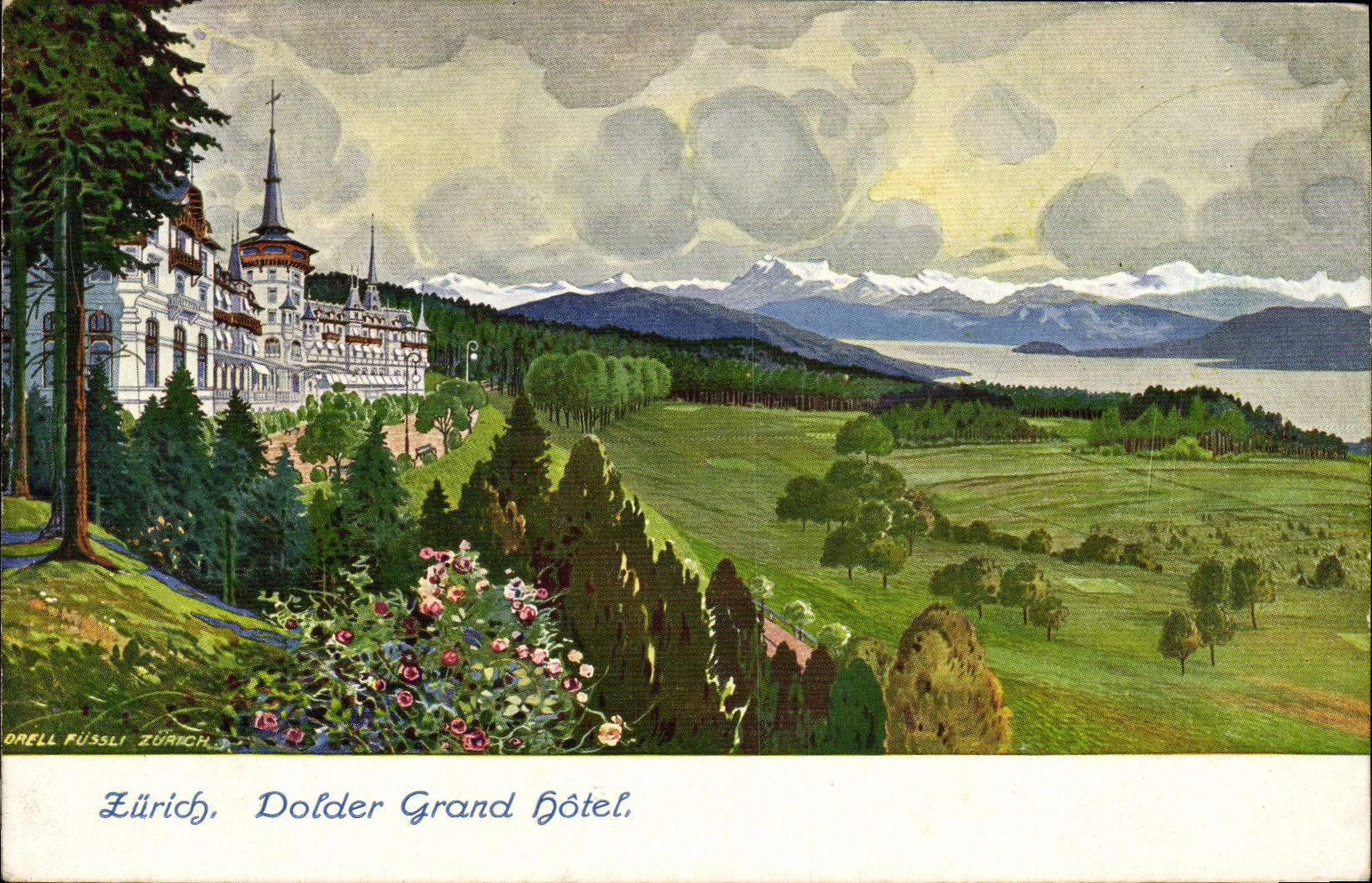 VINTAGE POSTCARD Swiss Zurich Dolder Large Hotel