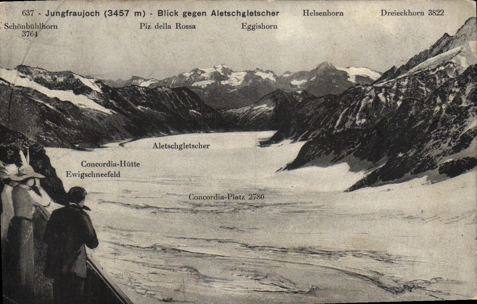 VINTAGE POSTCARD Swiss Jungfraujoch Blick gegen Aletschgletscher