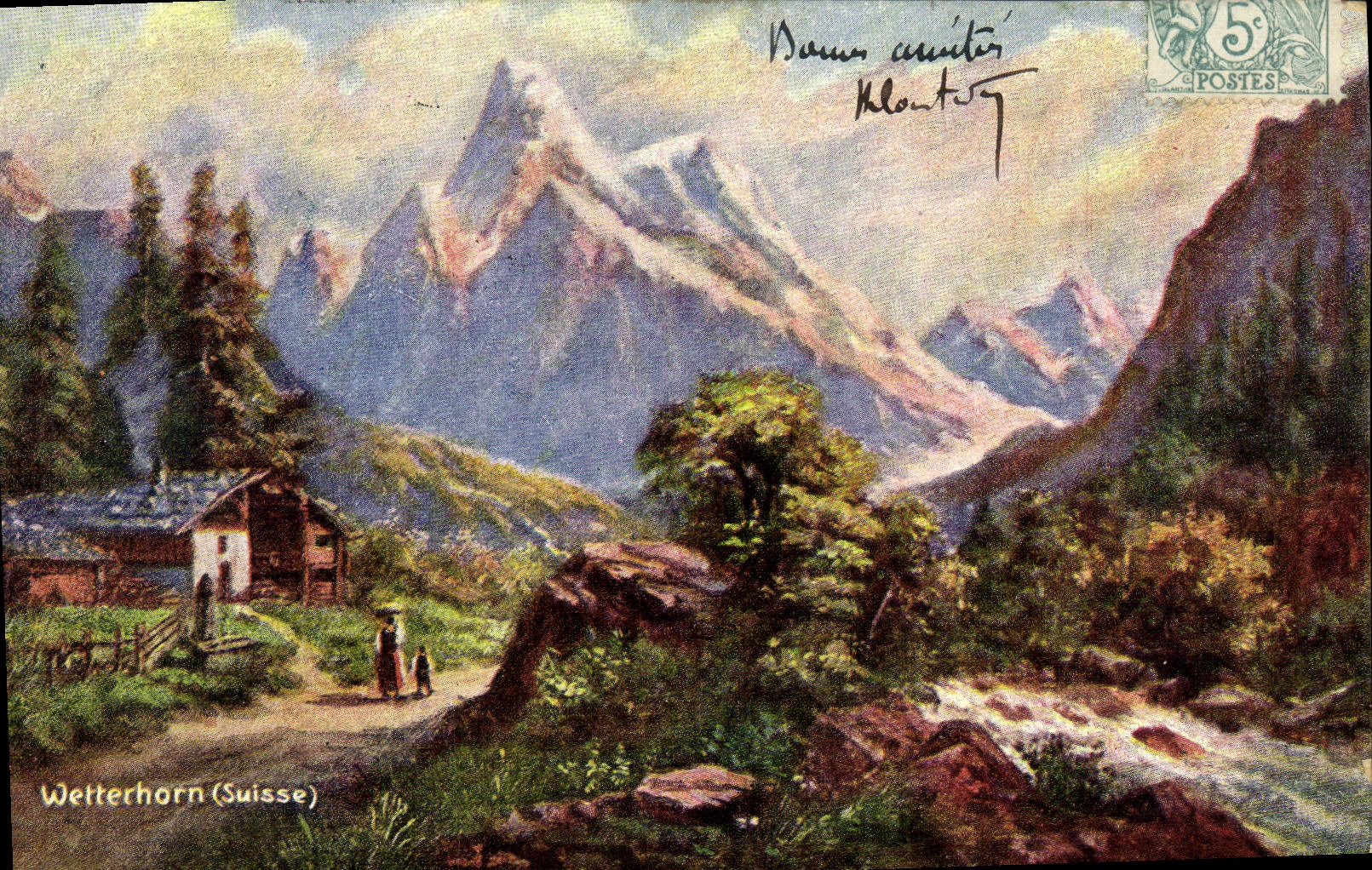 VINTAGE POSTCARD Swiss Wetterhorn