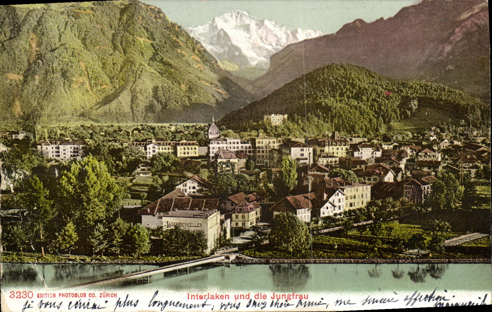 VINTAGE POSTCARD Swiss Interlaken und die Jungfrau