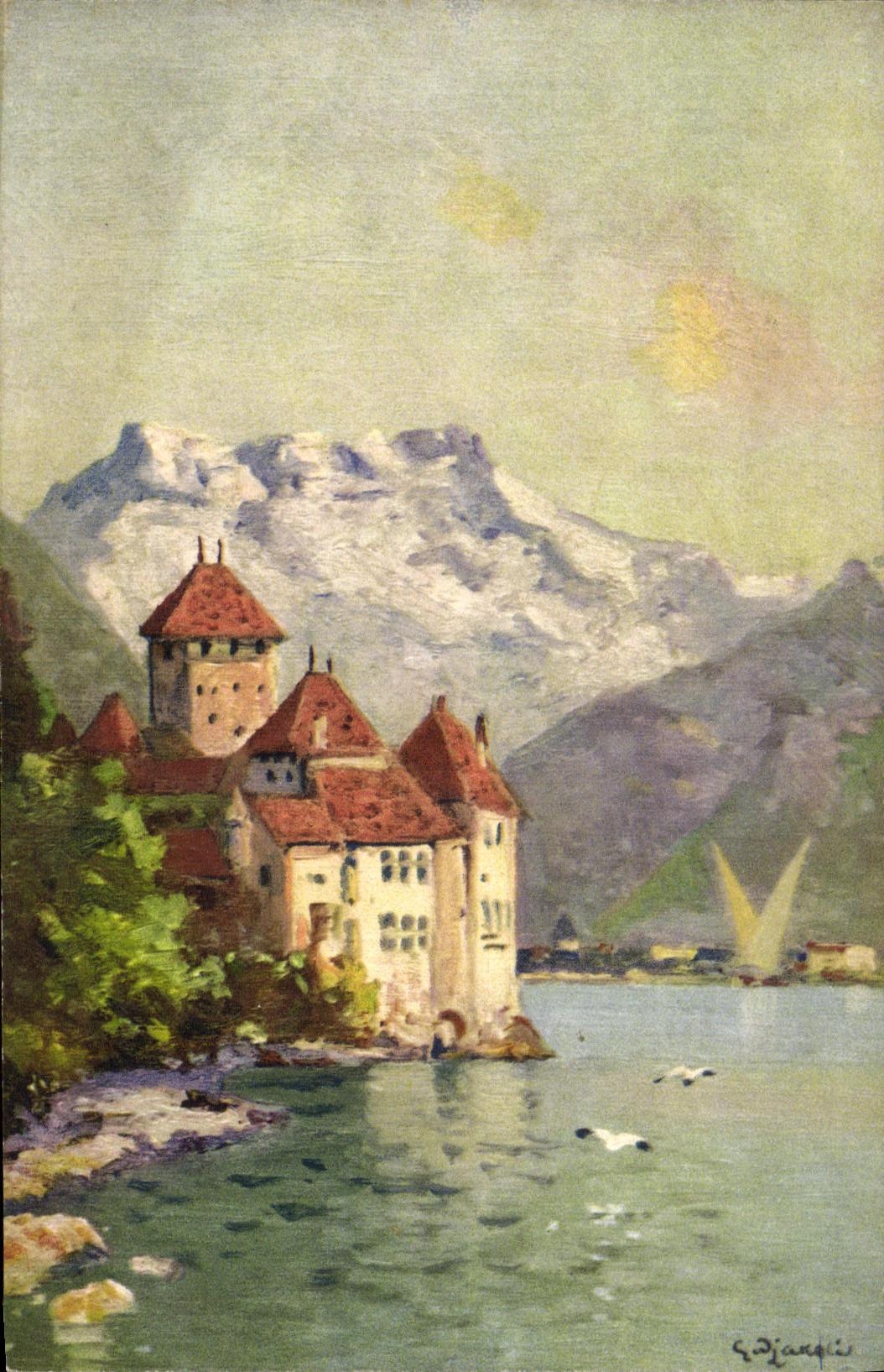 VINTAGE POSTCARD Swiss the castle of Chillon