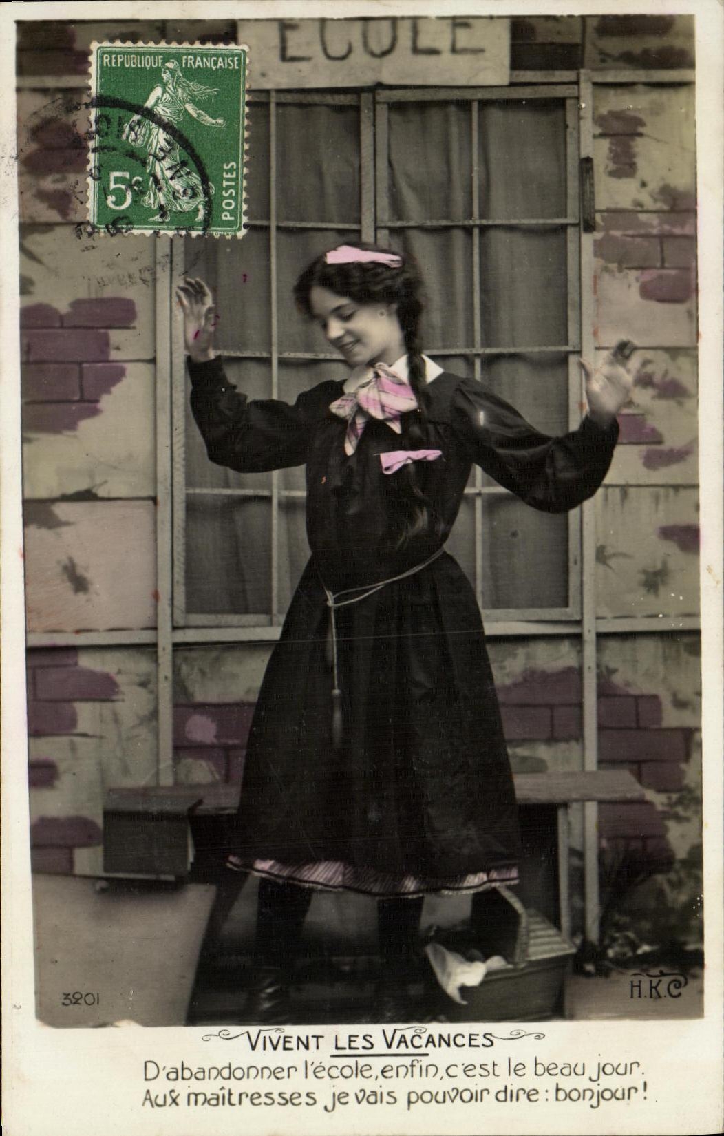 VINTAGE POSTCARD Fantasy Woman School