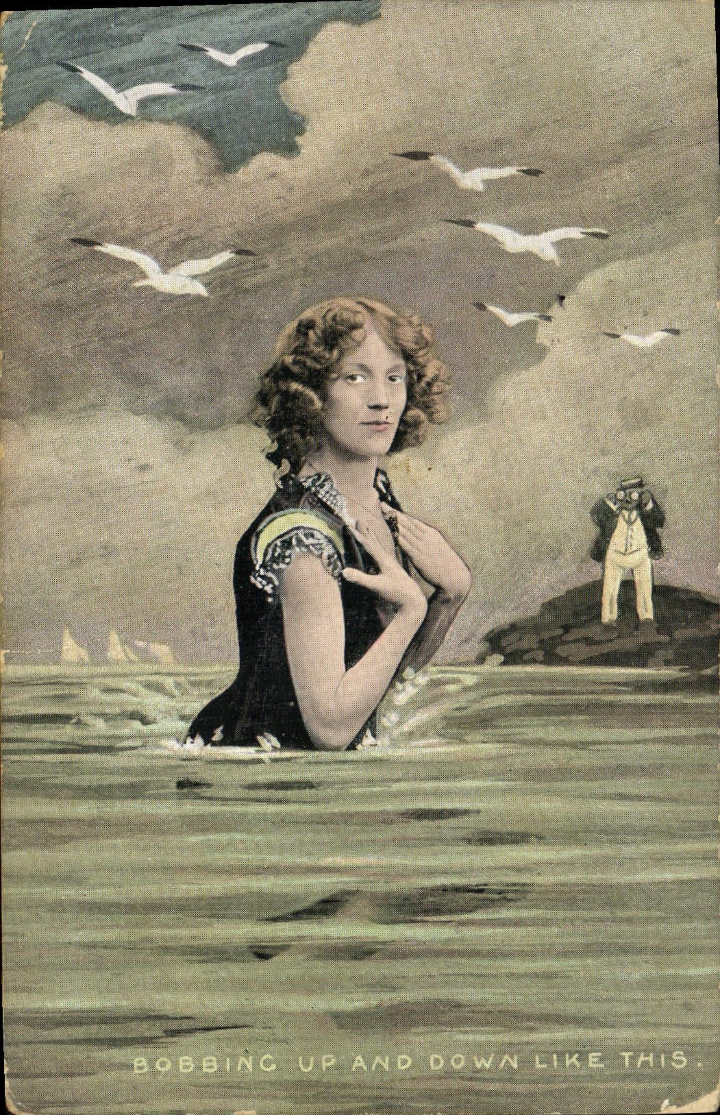 CPA Fantaisie Femme Maillot de bain