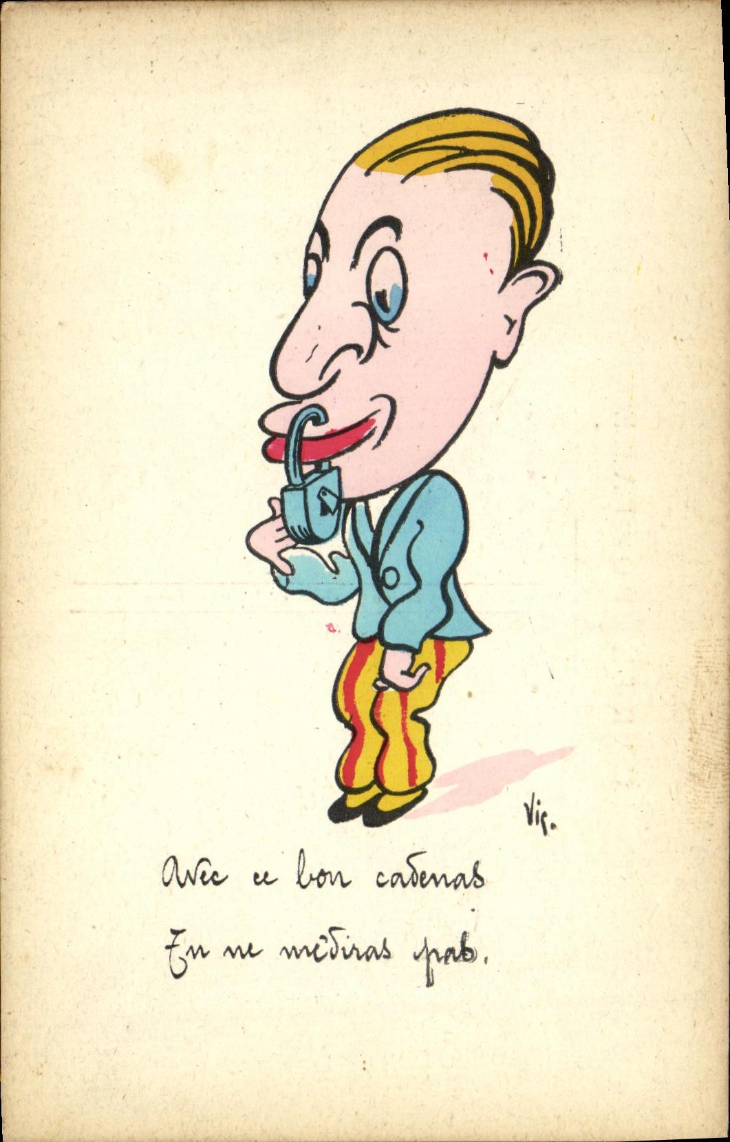 CPA Humour Homme cadenas