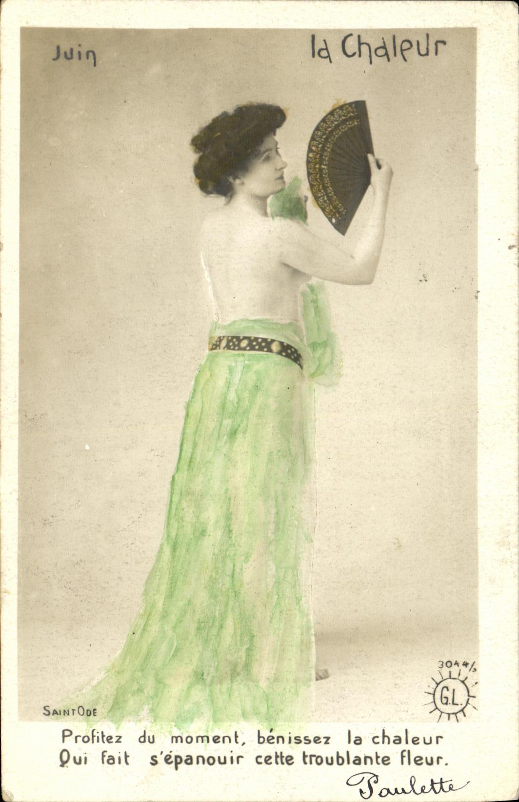 VINTAGE POSTCARD Fantasy Woman Heat June Range