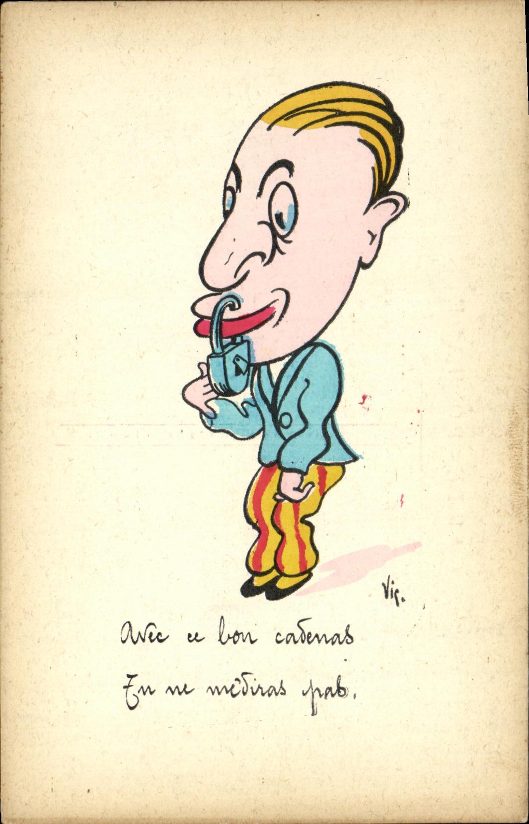 VINTAGE POSTCARD Fantasy Man humor Lock