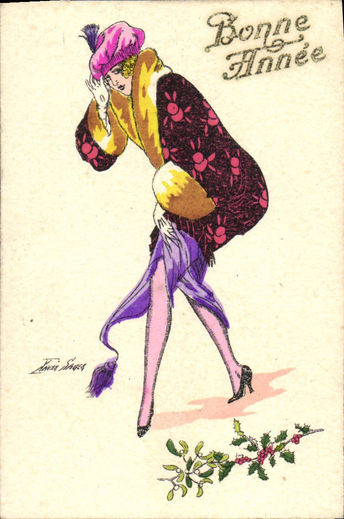 CPA Fantaisie Femme Bonne annee