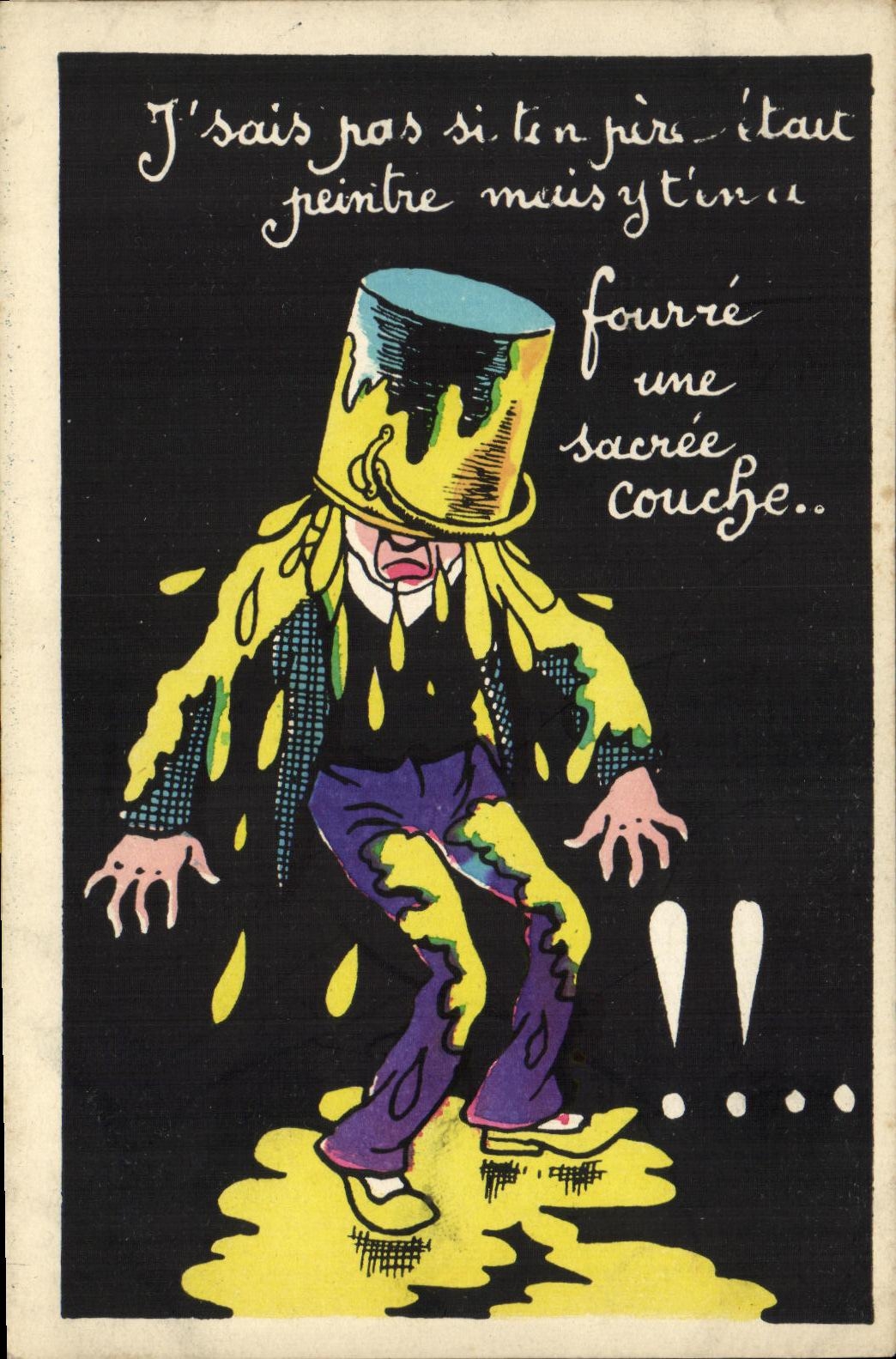 CPA Fantaisie Humour Saut de peinture 