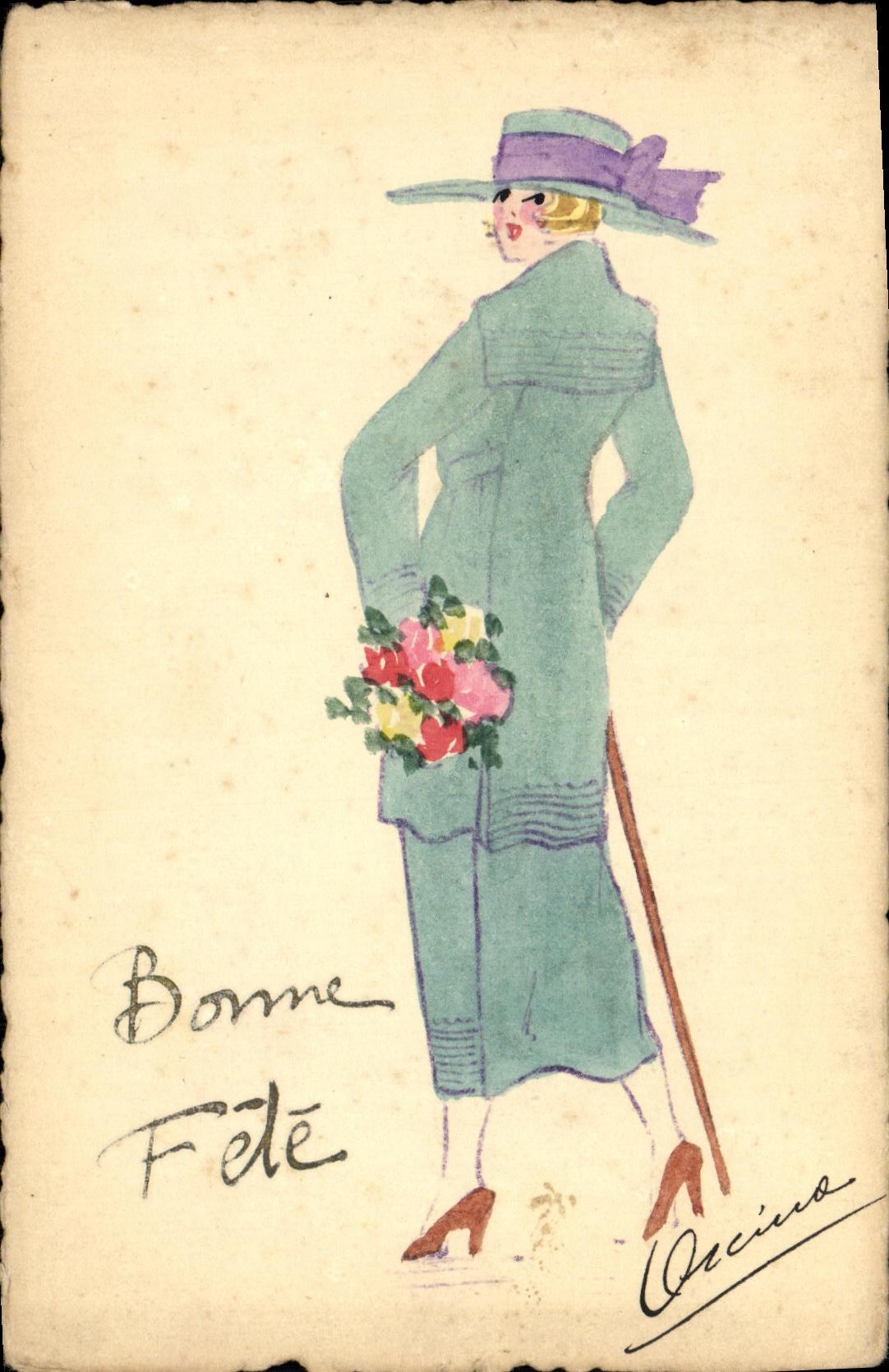 CPA Fantaisie Femme Bonne fete