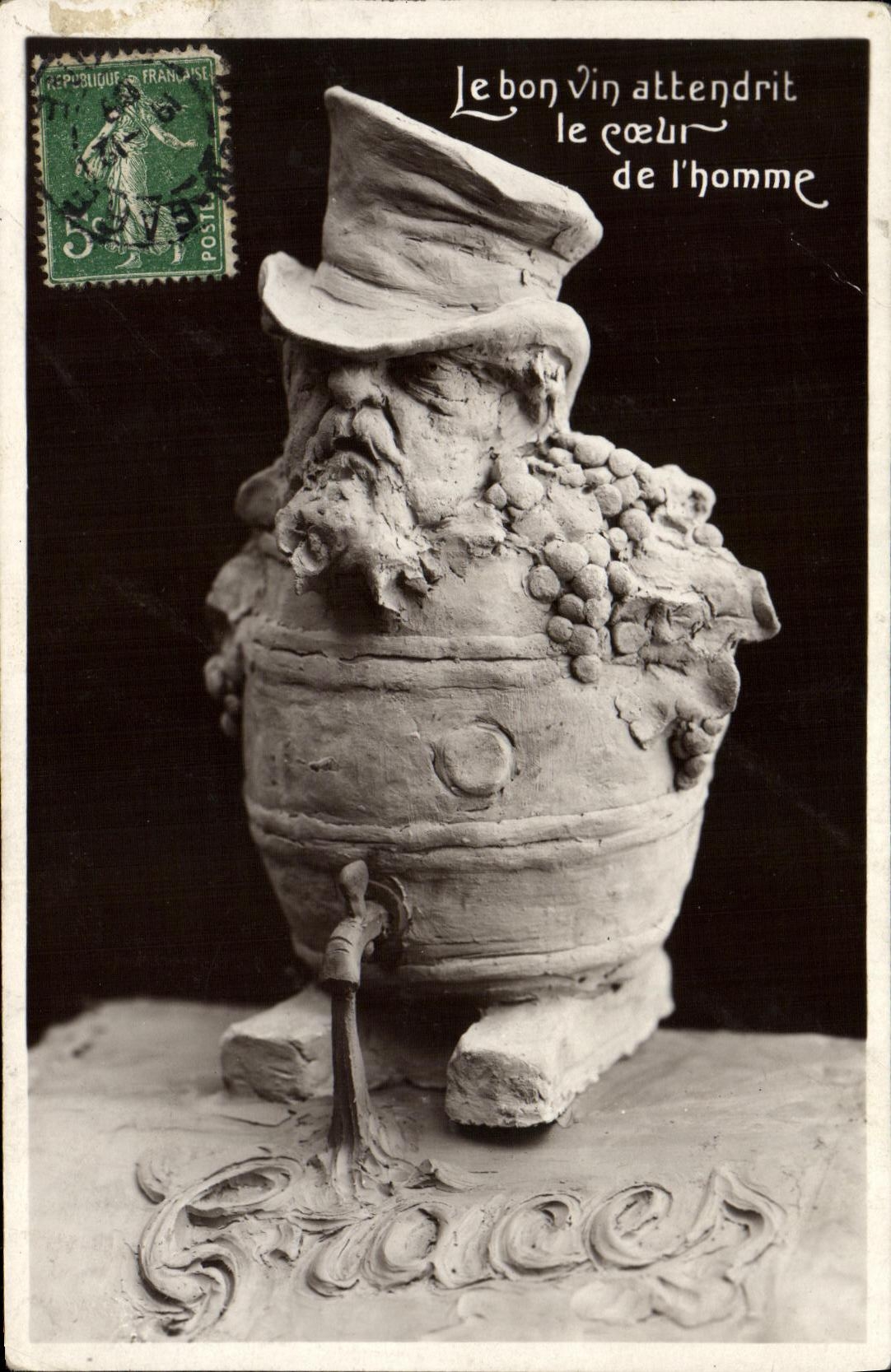 CPA President de la Republique Fallieres Le bon vin attendrit l'homme