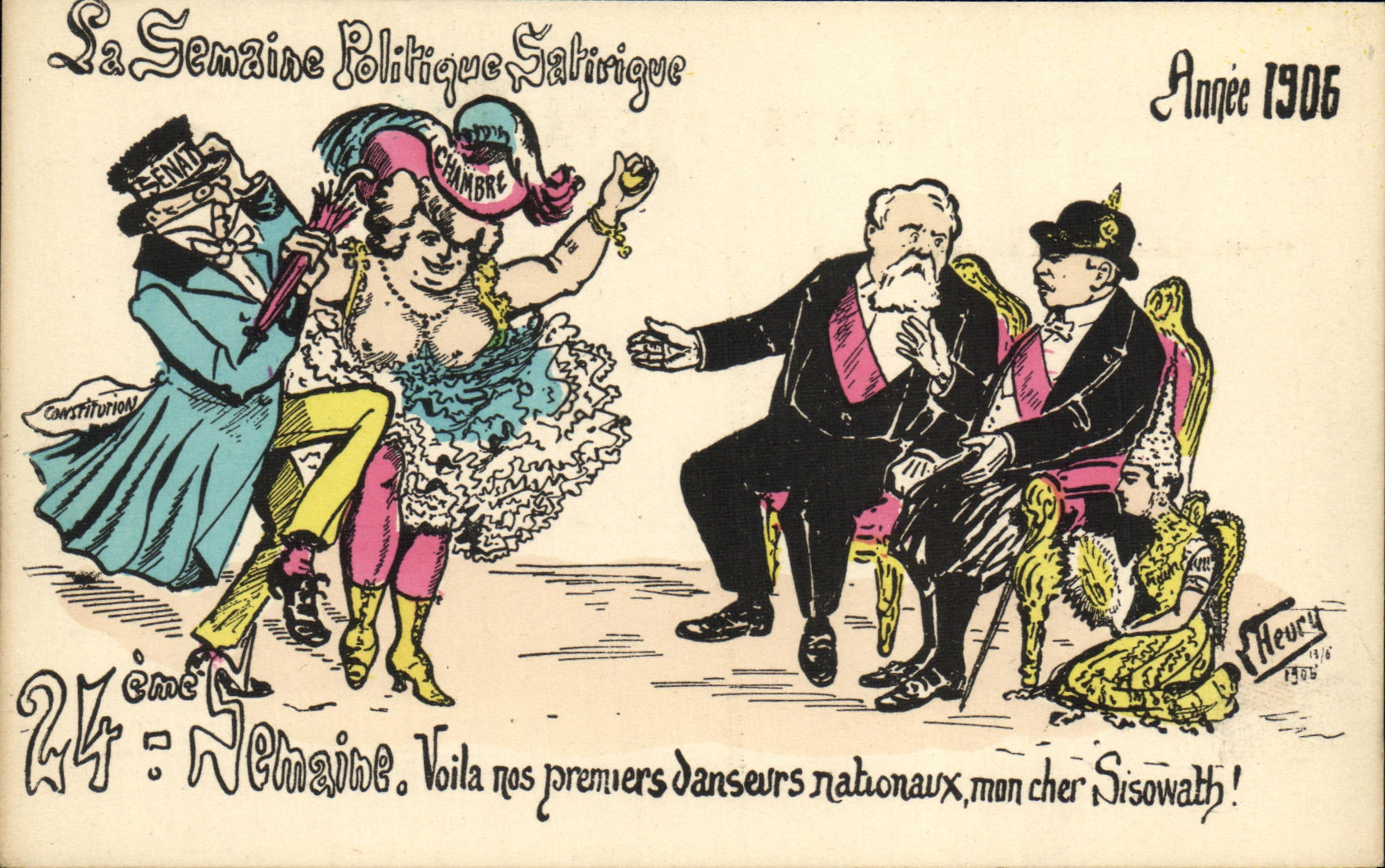 CPA Semaine Politique Satirique 1906 Danseurs nationaux
