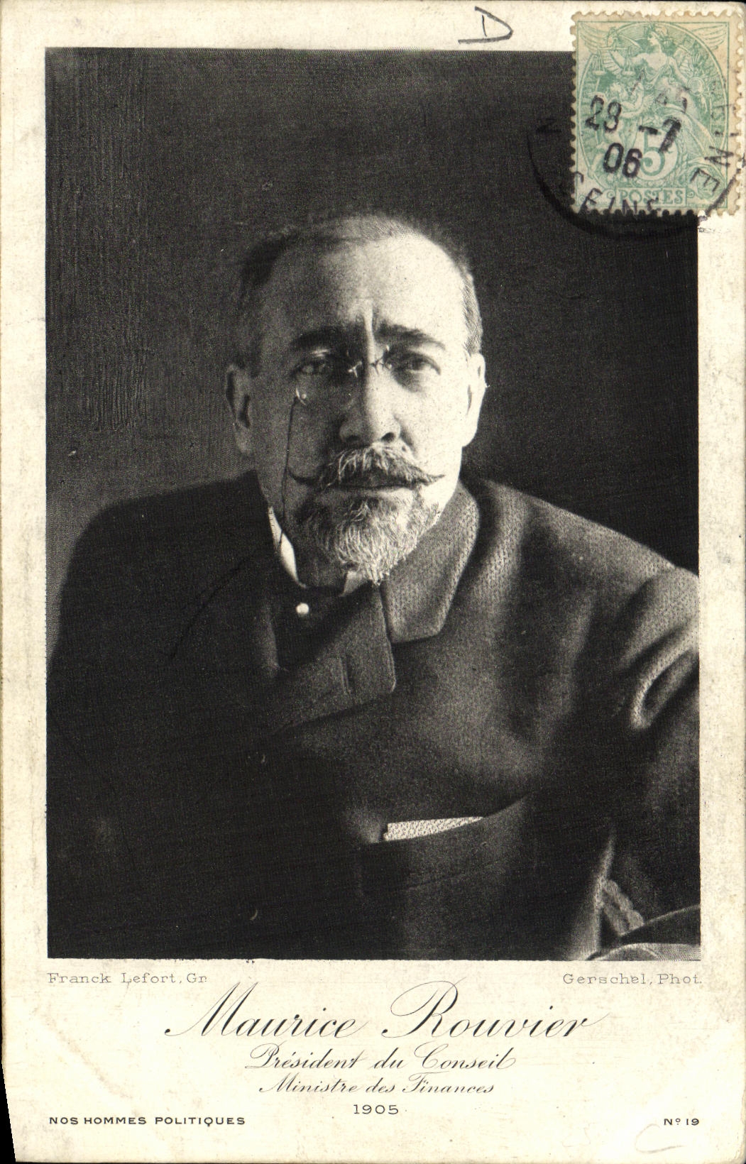VINTAGE POSTCARD Political Maruice Rouvier President of the Council Minister for Finance 19055