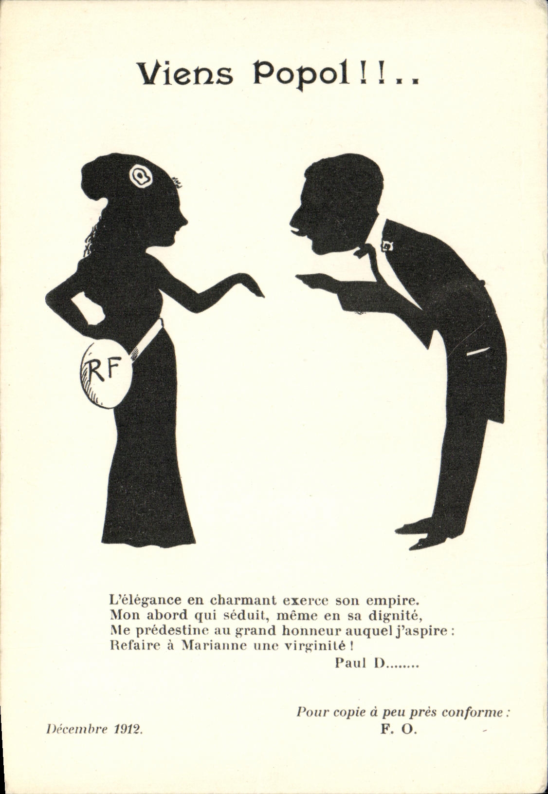 CPA Fantaisie Viens Popol Marianne 