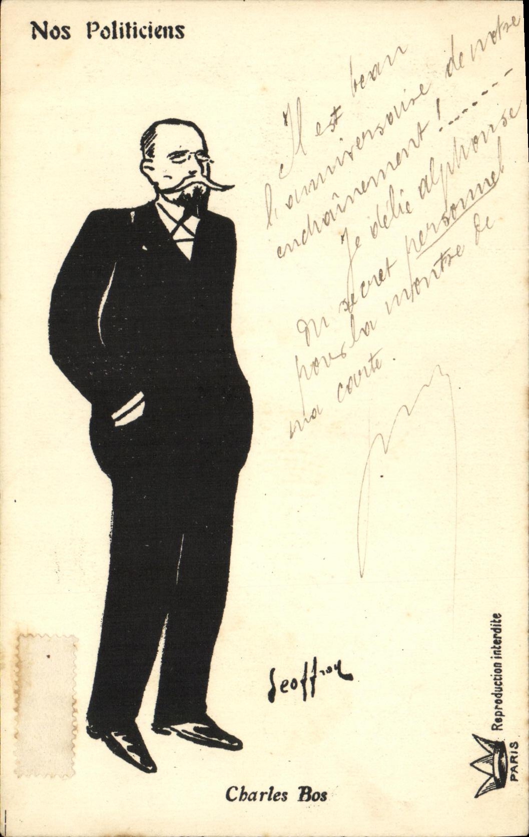 CPA Fantaisie Nos politiciens Charles Bos