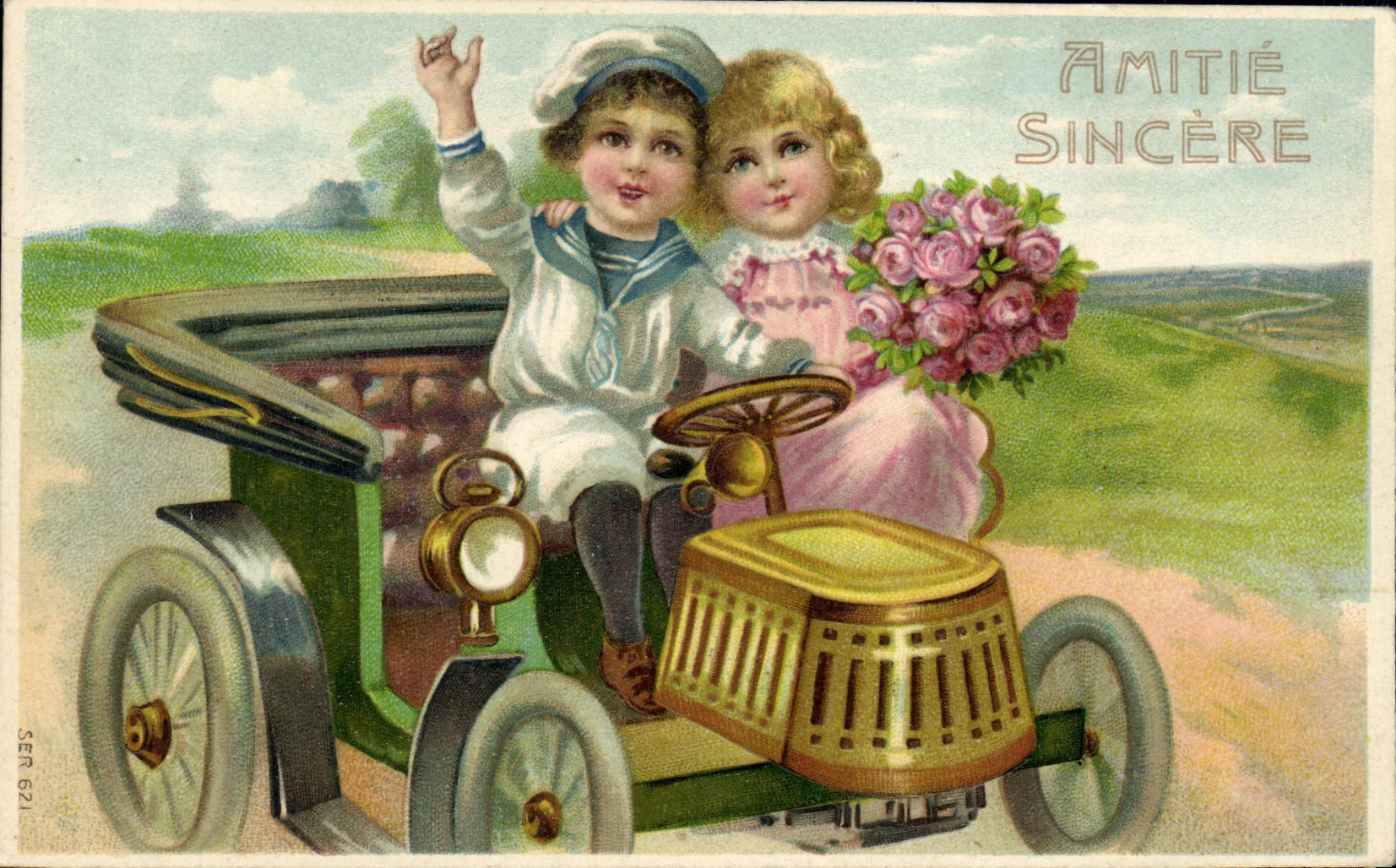CPA Fantaisie Enfants Automobile