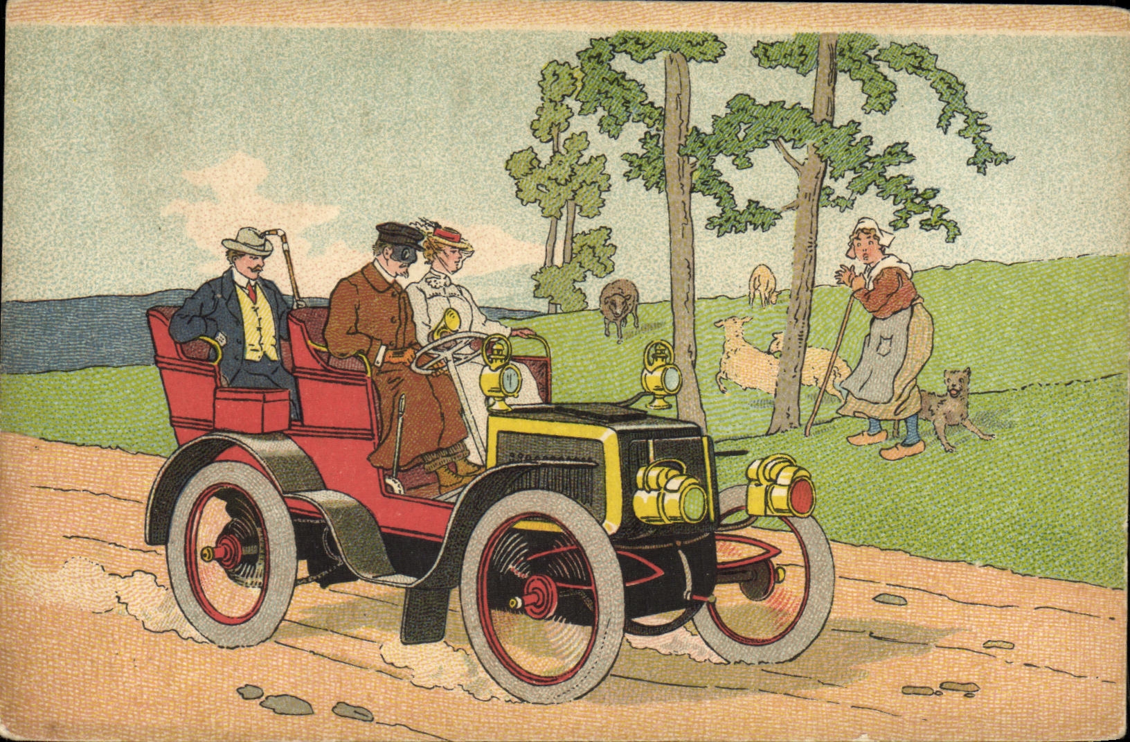 CPA Fantaisie Automobile