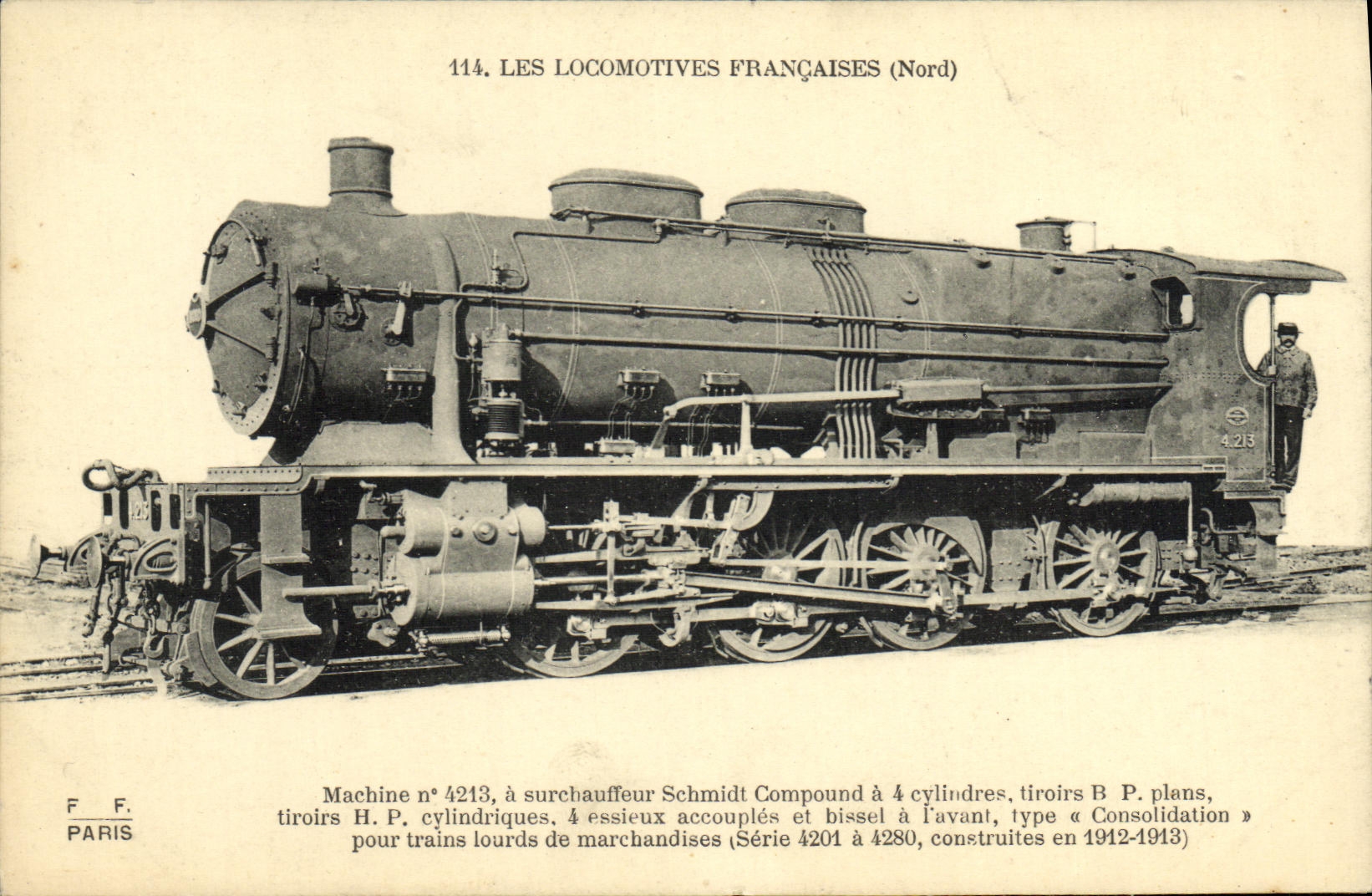 VINTAGE POSTCARD Locomotive Train Machine 4213 has Schmidt superheater