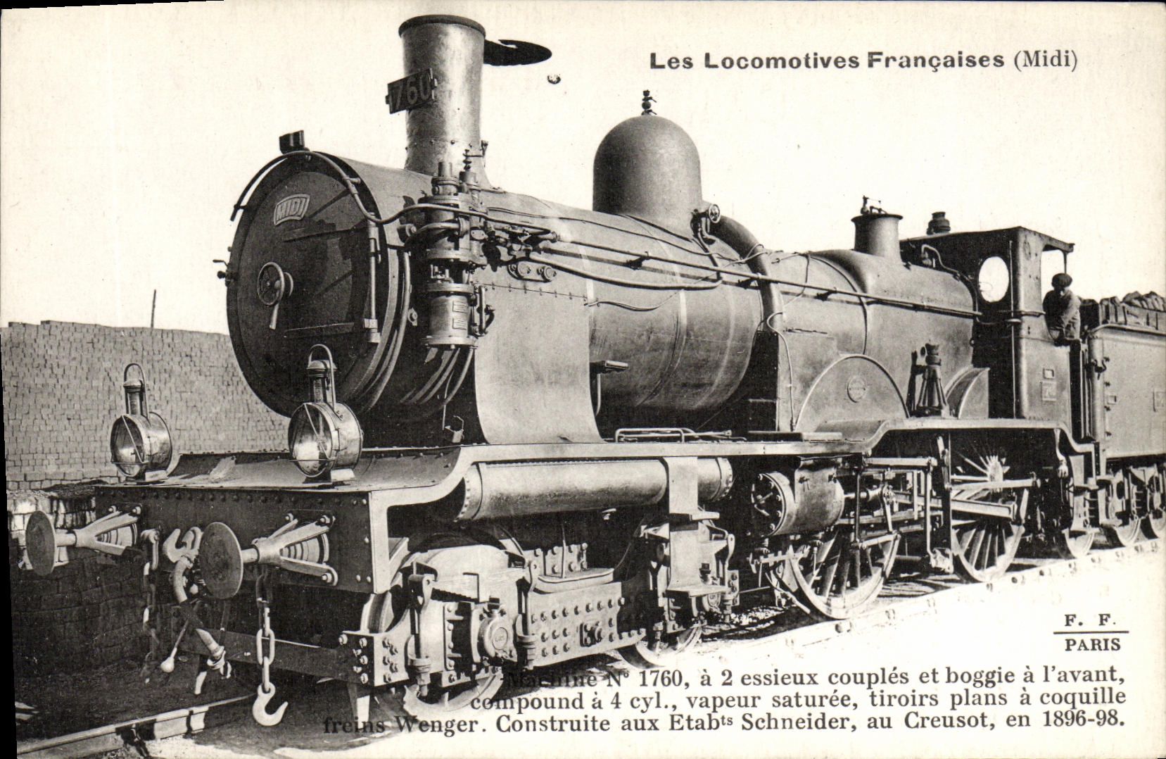 VINTAGE POSTCARD Train Engine Machine 1760