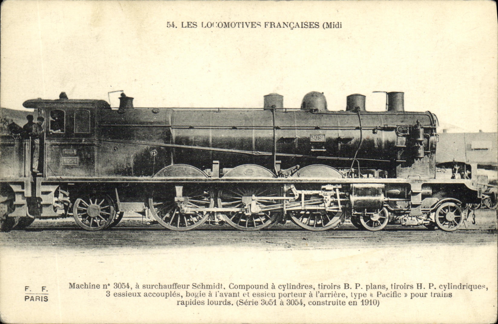 VINTAGE POSTCARD Train Engine Machine 3054 has Schmidt superheater