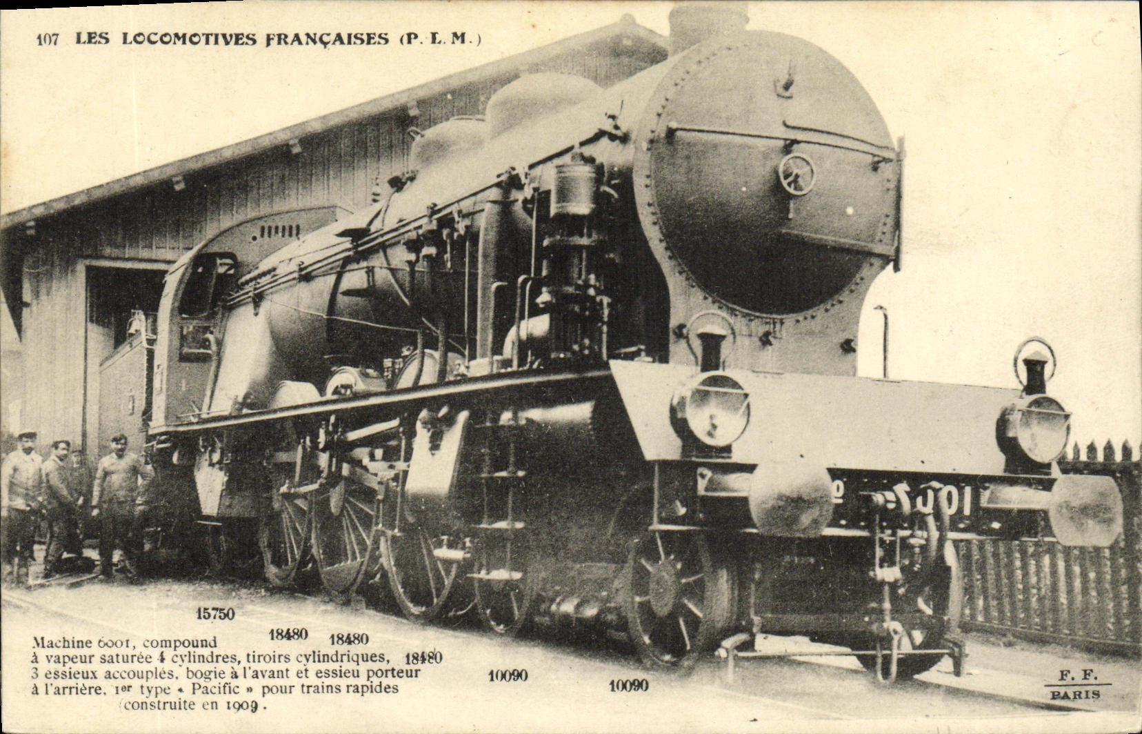 VINTAGE POSTCARD Train Engine Machine 6001