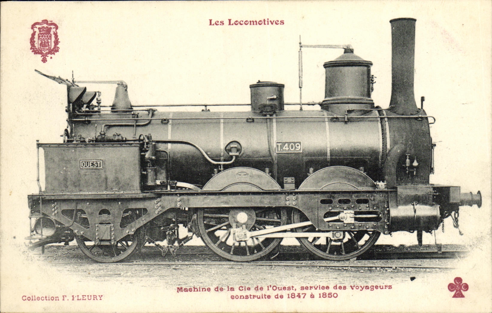 CPA Train Locomotive Machine de la Cie de l'Ouest services des voyageurs 1847 a 1850