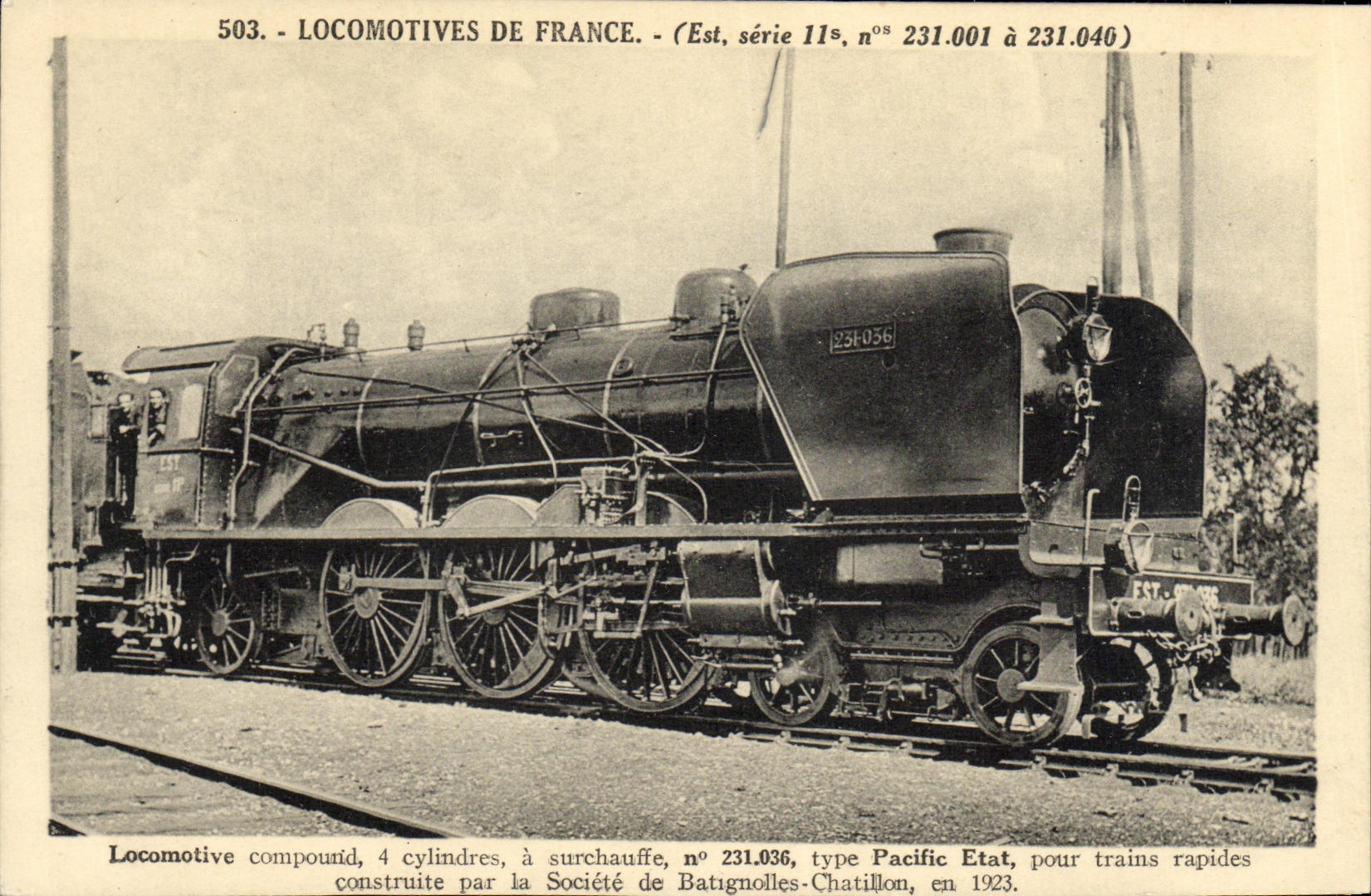 CPA Train Locomotive compound a 4 cylindres Pacific Etat