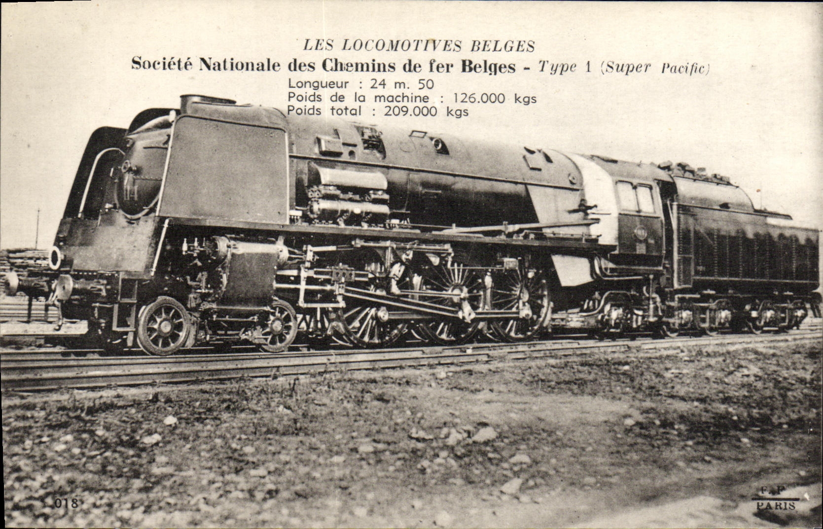 VINTAGE POSTCARD Standard Train Belgian Engine 1 Super Pacific