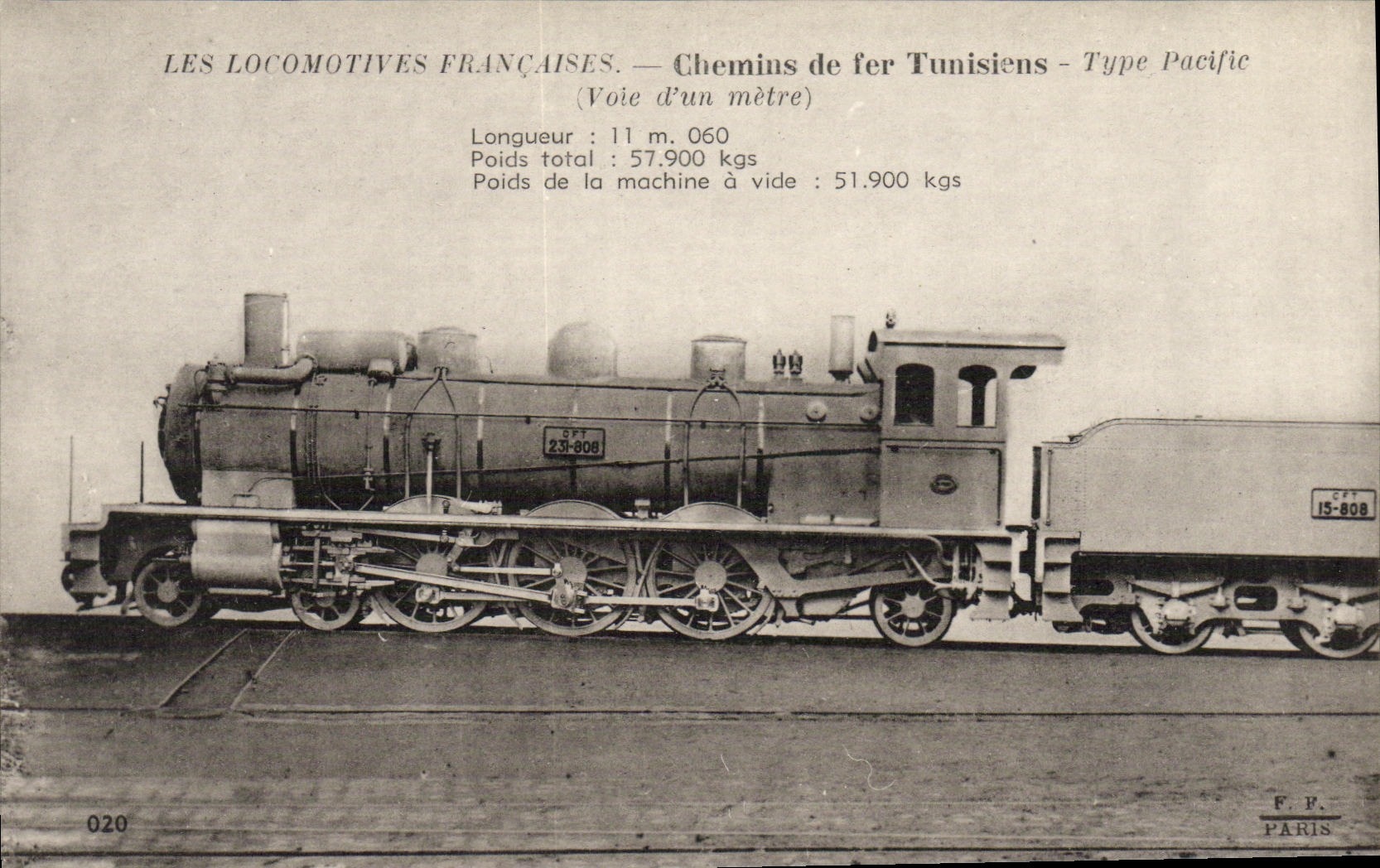 CPA Train Locomotive Type Pacific Chemins de fer tunisiens