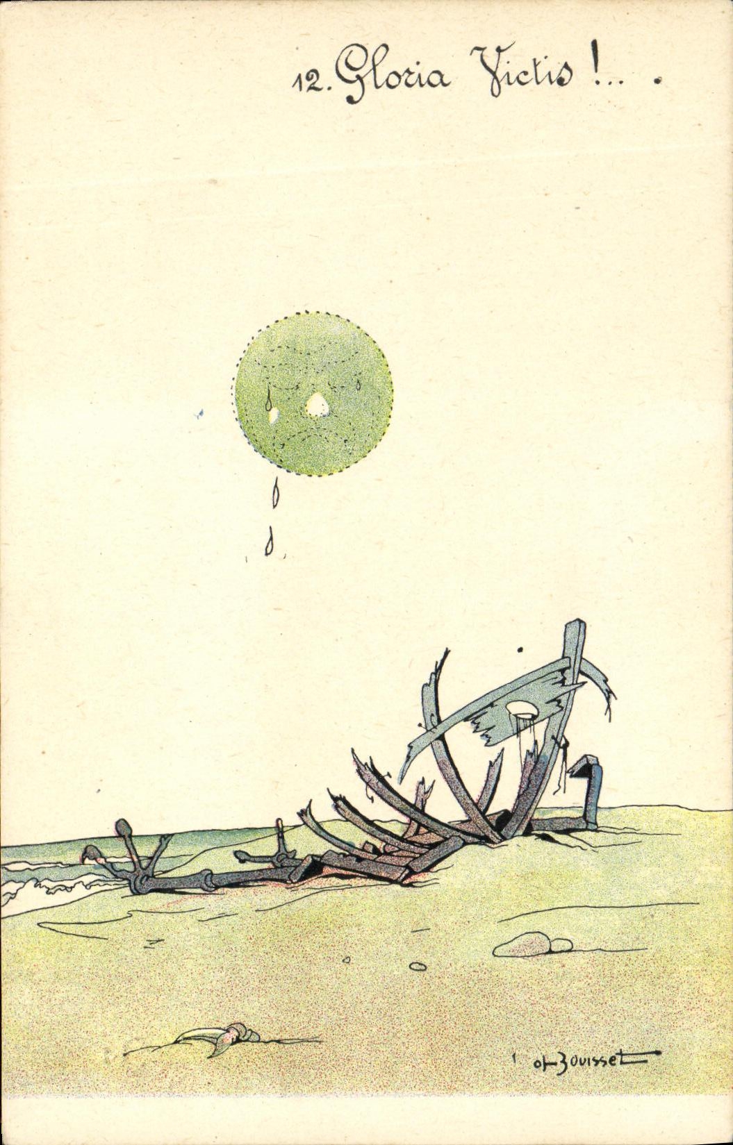 VINTAGE POSTCARD Boat Gloria Victis!