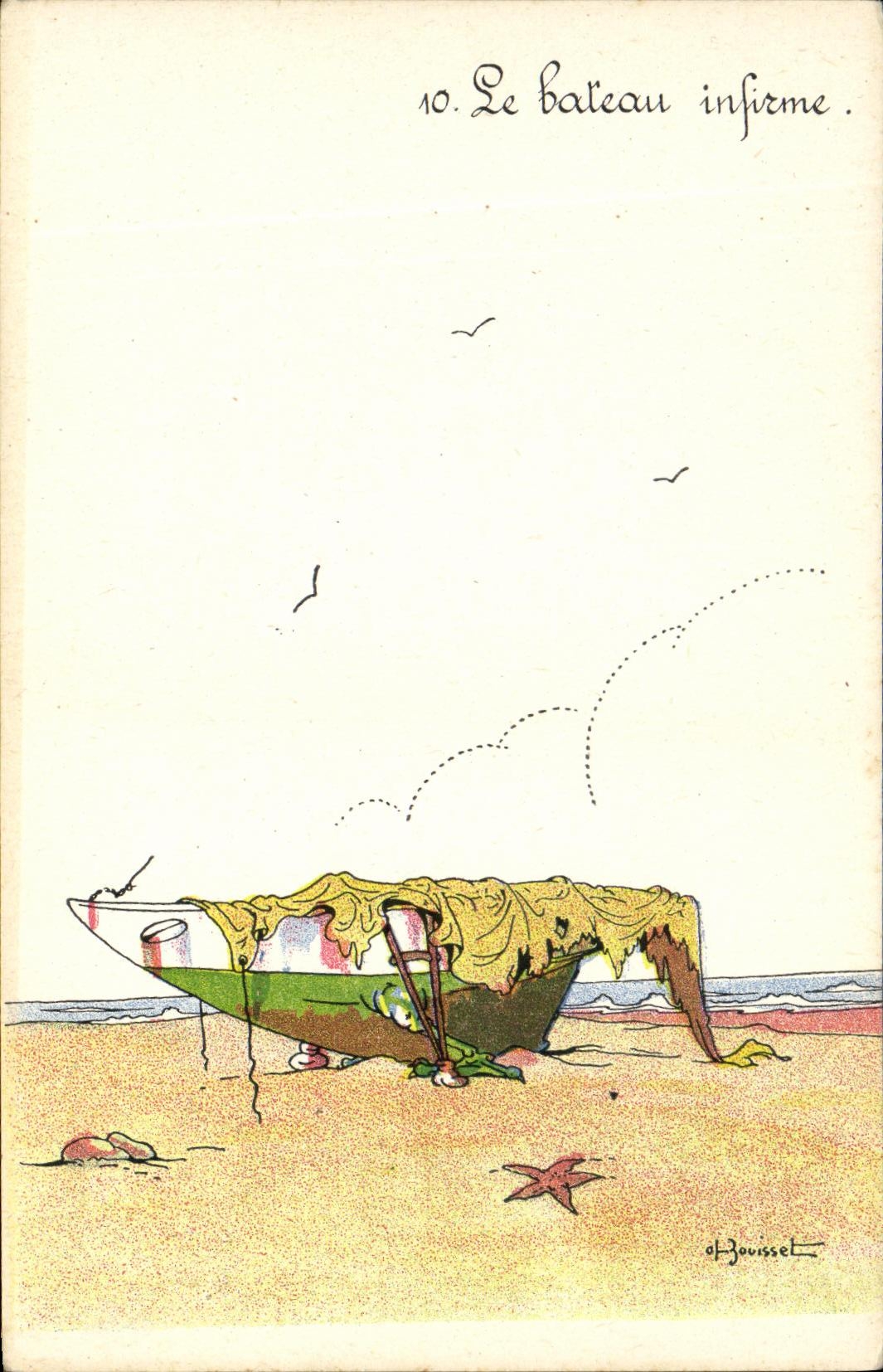 VINTAGE POSTCARD Boat the crippled boat