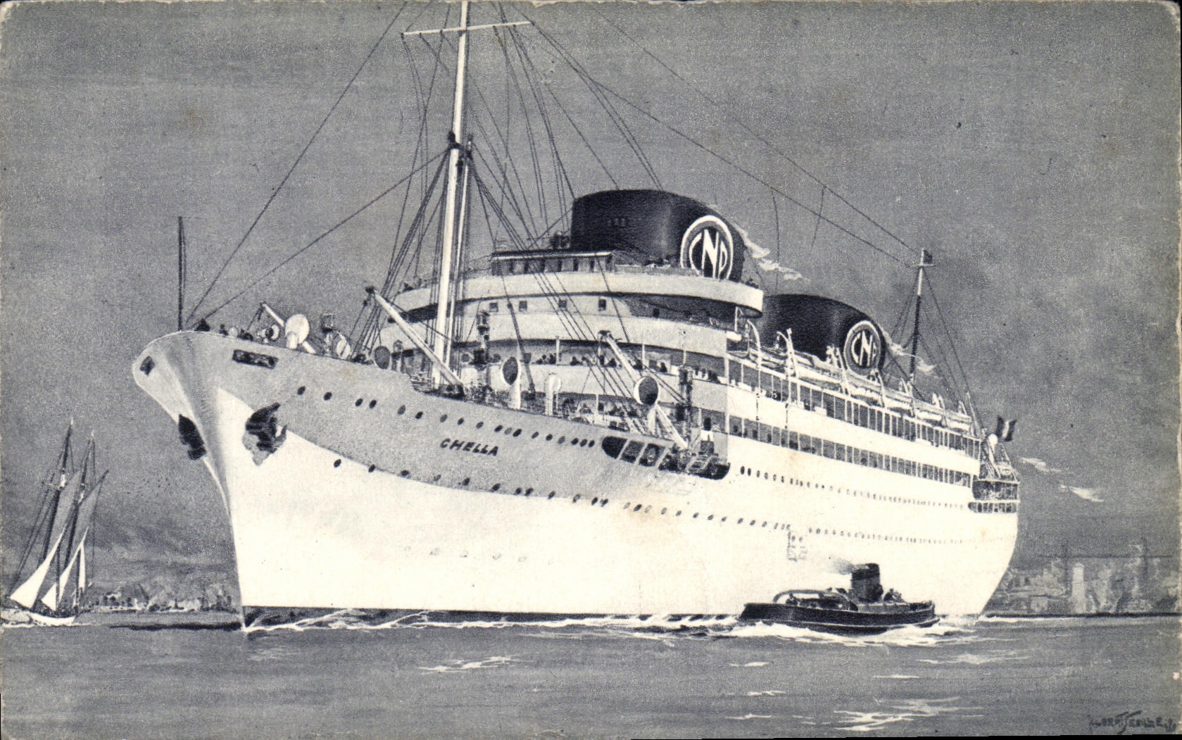 Barco Expostion París internacional de la POSTAL de la VENDIMIA Chella 1937