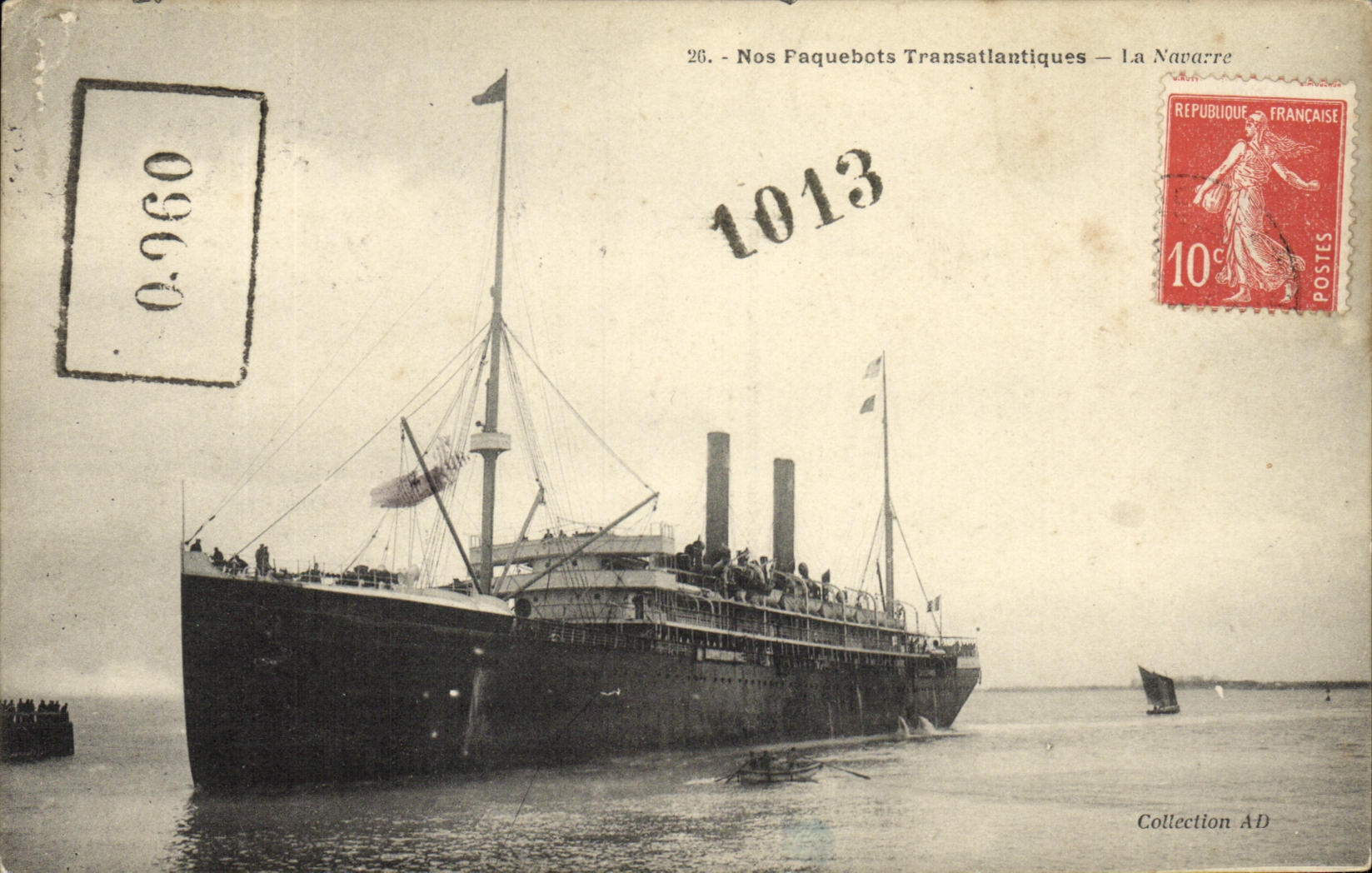 Trazadores de líneas transatlánticos Navarra del barco de la POSTAL de la VENDIMIA