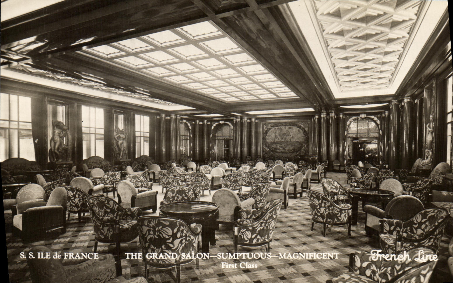 CPA Bateau ile de France Grand salon 