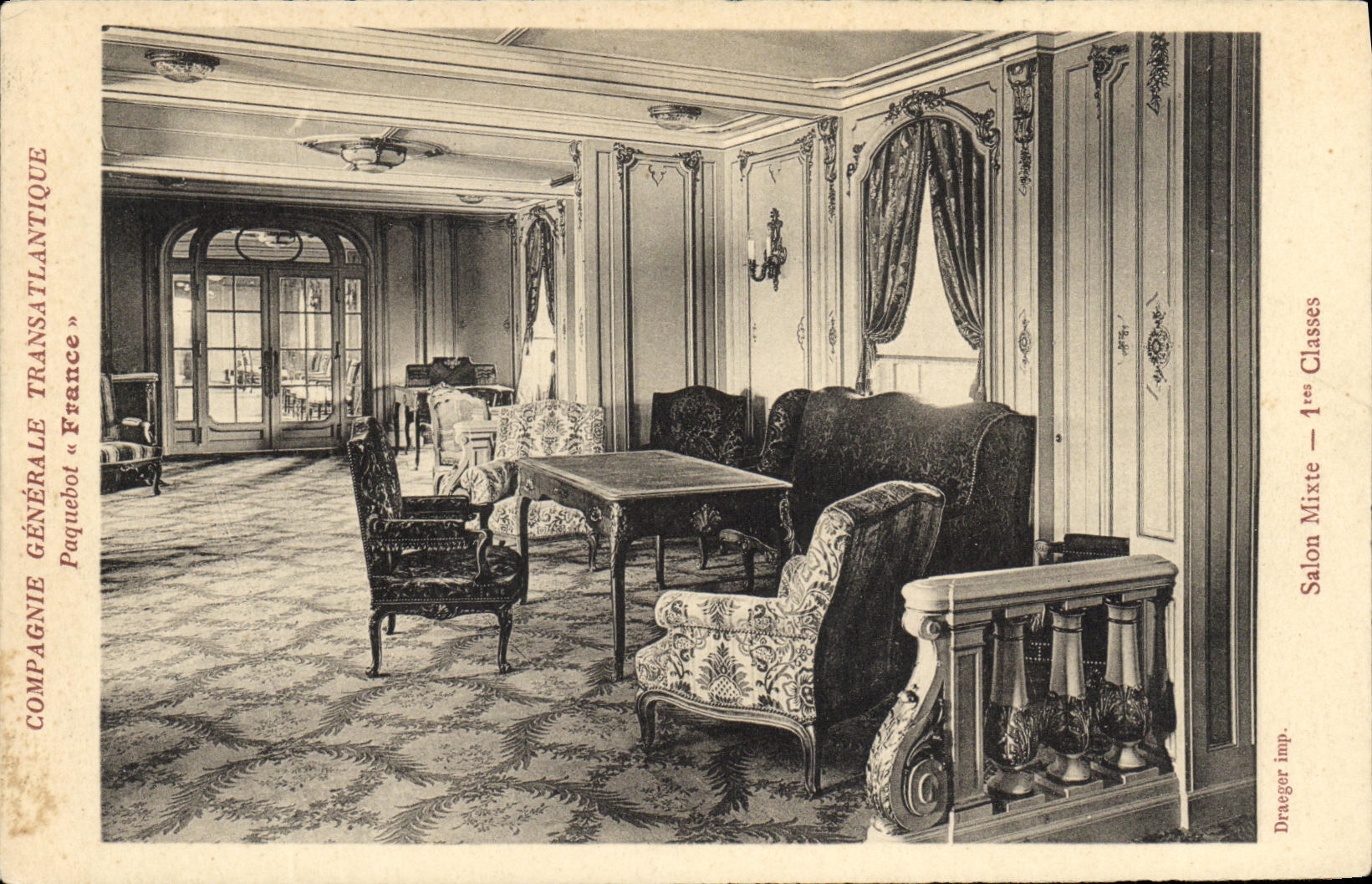 VINTAGE POSTCARD Boat Steamer France Living room mixete