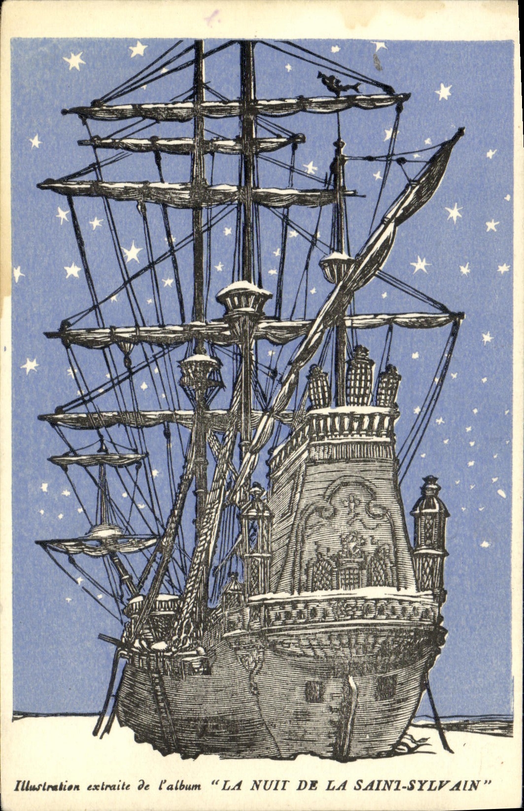 VINTAGE POSTCARD Illustration extracted the album the Night of the Saint Sylvain Boat