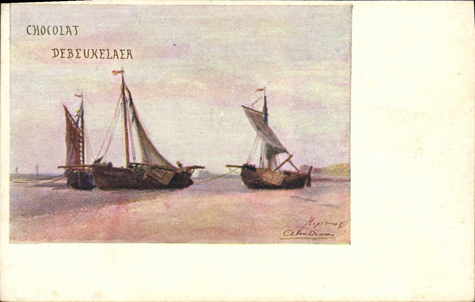 CPA Chocolat Debeukelaer Bateaux