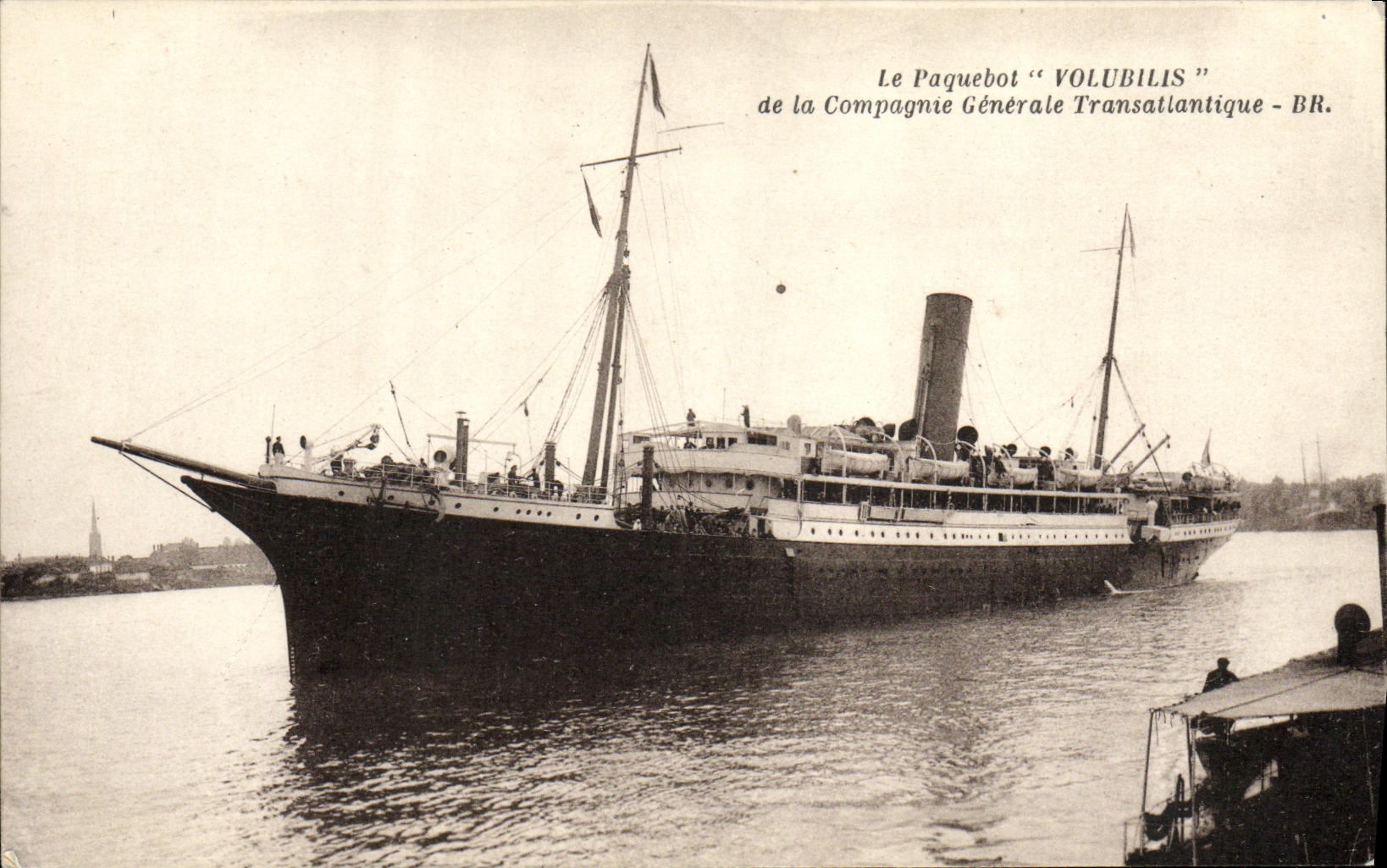 Barco de la POSTAL de la VENDIMIA el vapor de Volubilis de los Transatlantic General Company